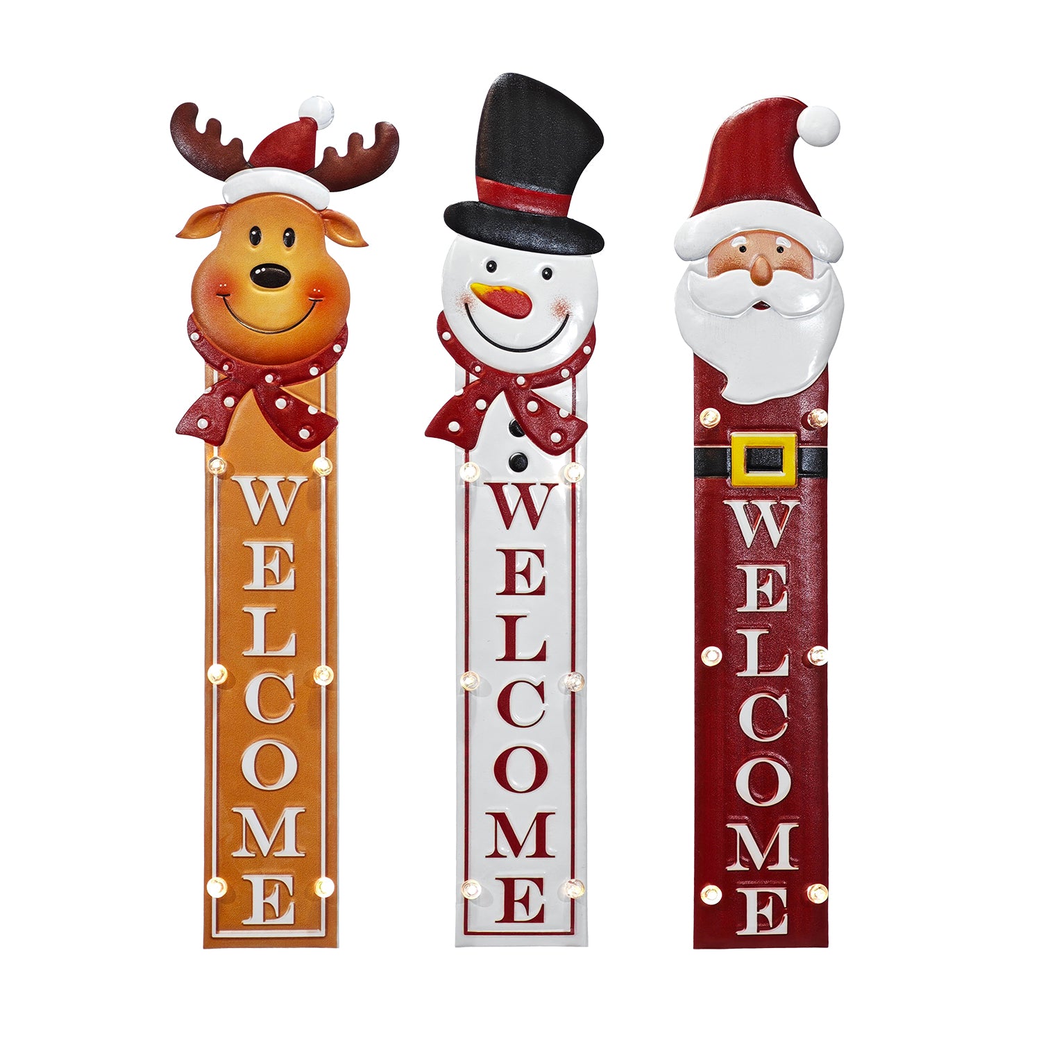 VESTIAMO CASA GRAN NATALE - Decorazione Natalizia Luminosa “WELCOME” con LED Bianco Caldo h65 cm