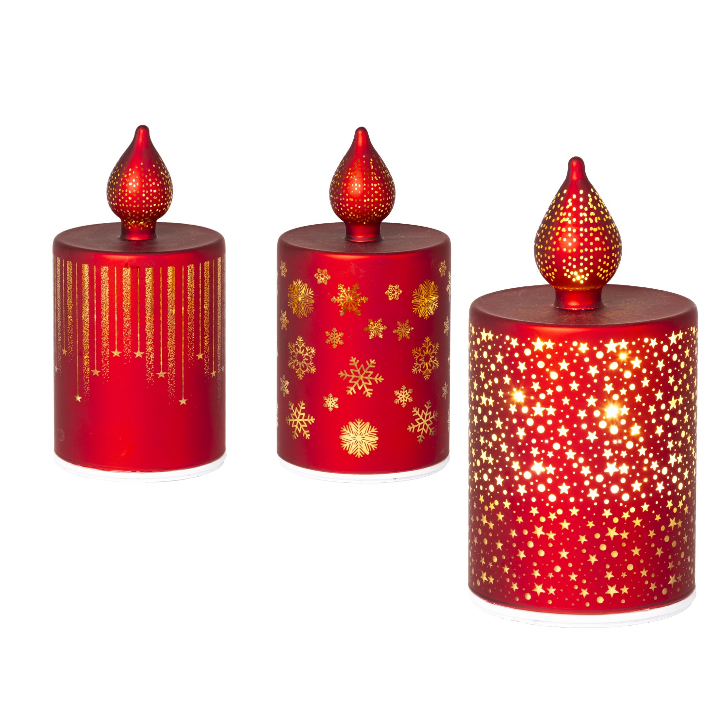 DICTROLUX - Decorazione Luminosa LED Vetro Soffiato Rossa h17,5 cm