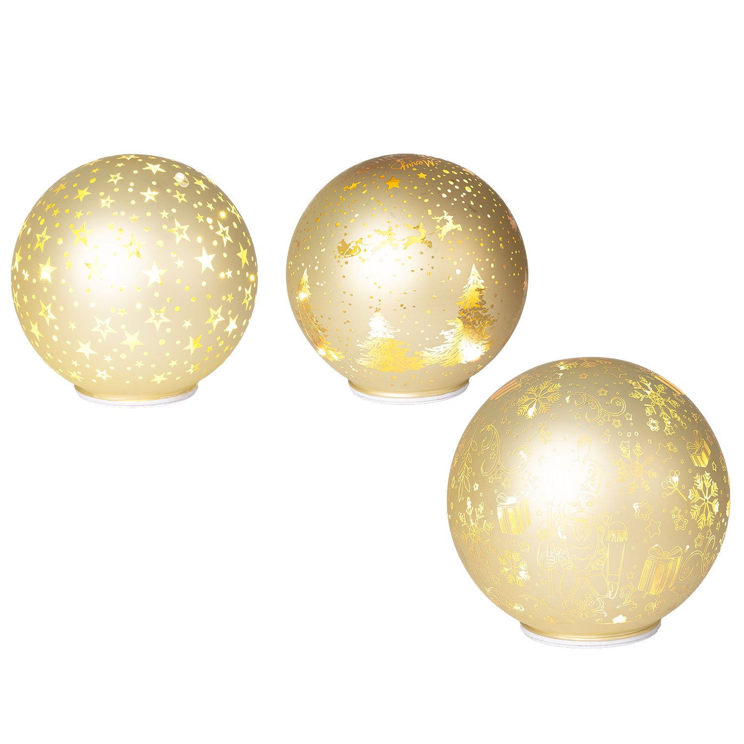 DICTROLUX - Decorazione Luminosa LED Vetro Soffiato Oro diametro 15 cm