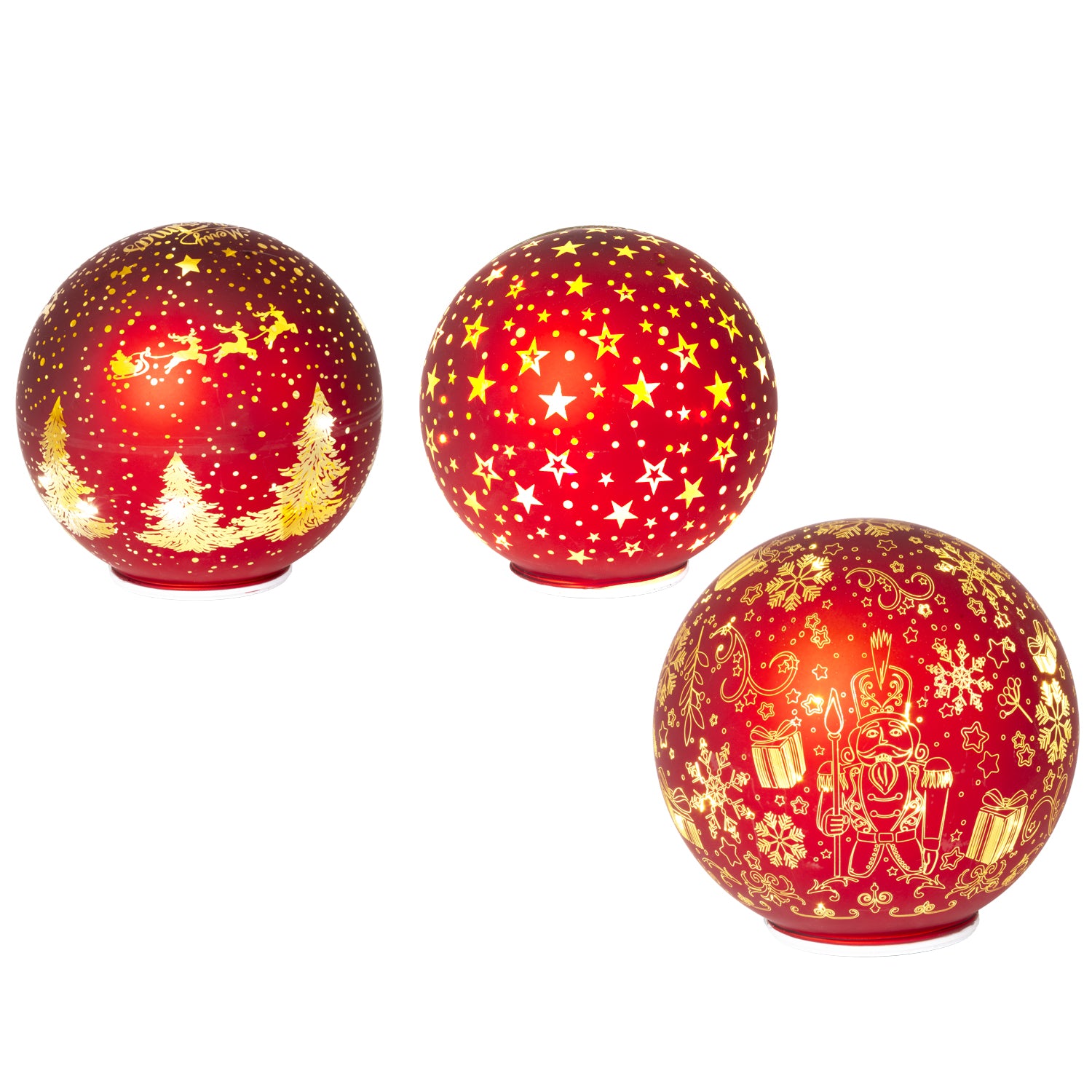 DICTROLUX - Decorazione Luminosa LED Vetro Soffiato Rossa diametro 15 cm