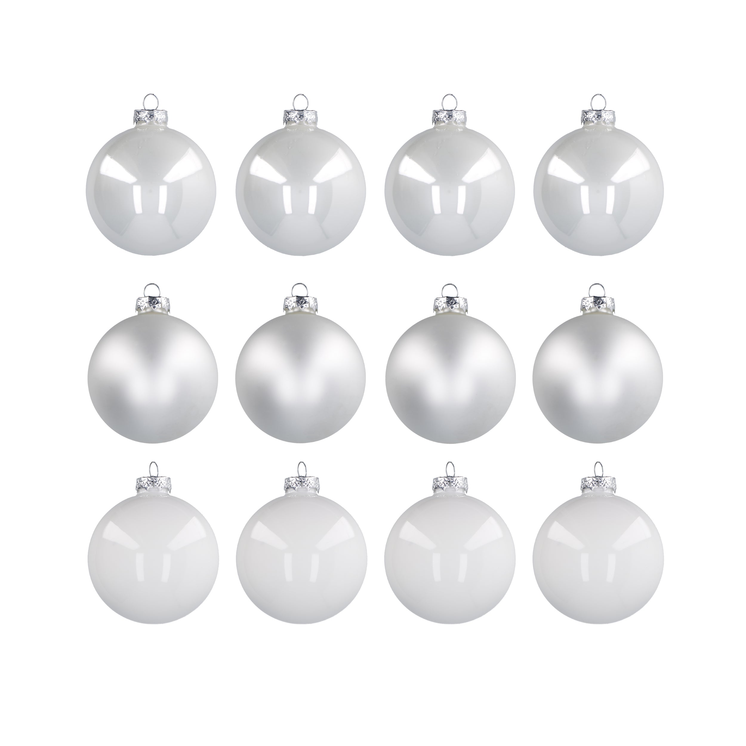 VESTIAMO CASA GRAN NATALE - Set 12 Palline di Natale in Vetro Soffiato Bianche diametro 6 cm