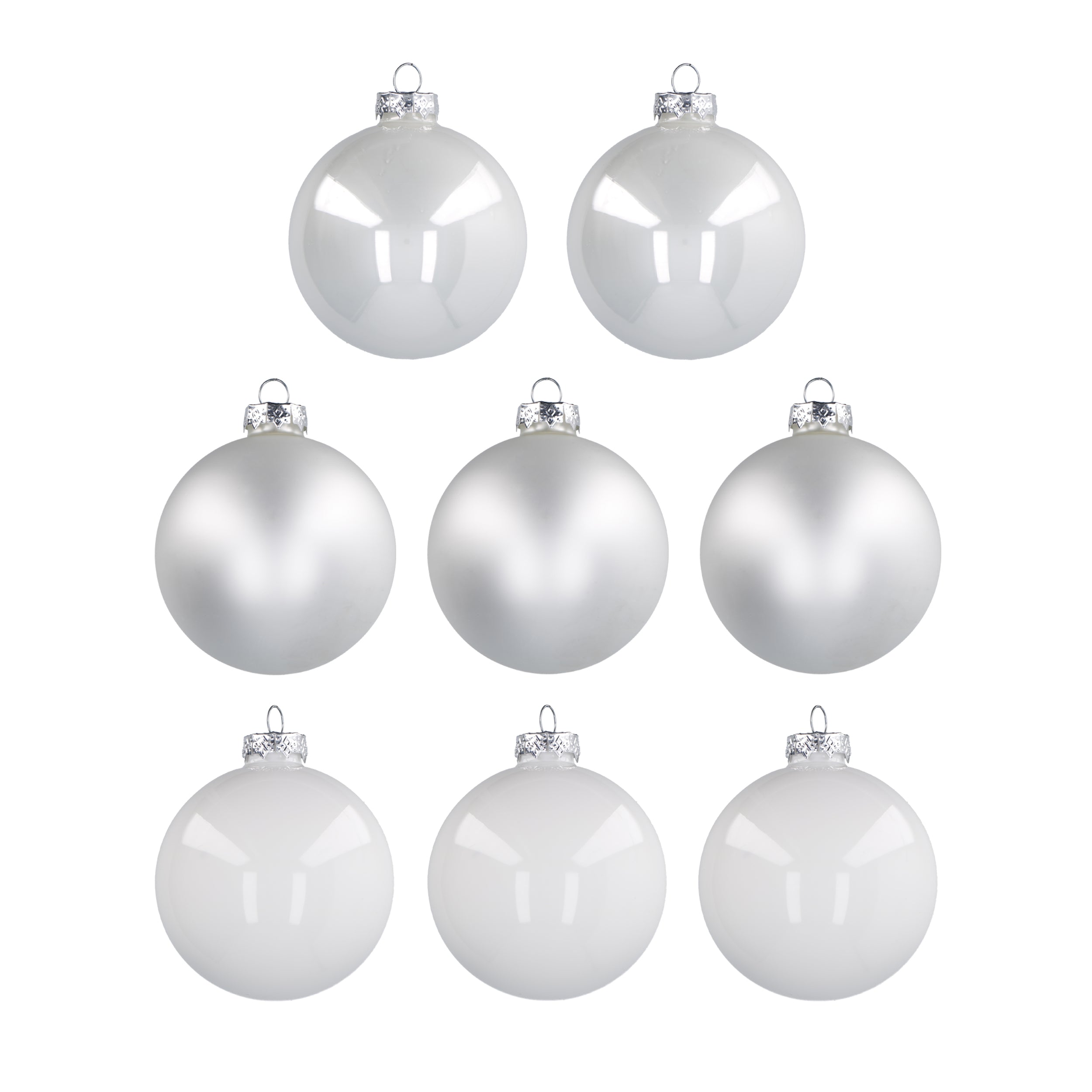VESTIAMO CASA GRAN NATALE - Set 8 Palline di Natale in Vetro Soffiato Bianche diametro 8 cm