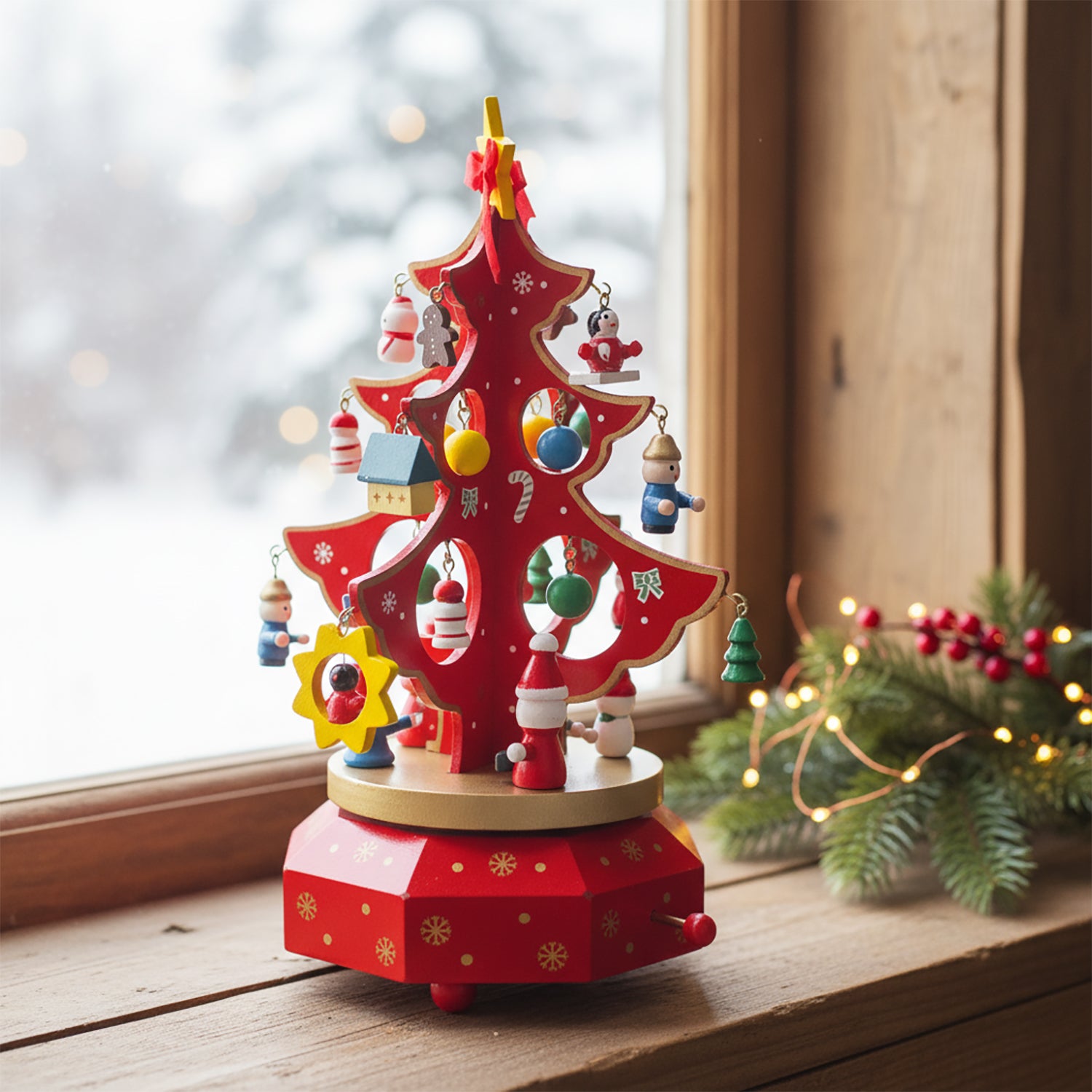 VESTIAMO CASA GRAN NATALE - Carillon Albero Natalizio in Legno h22 cm