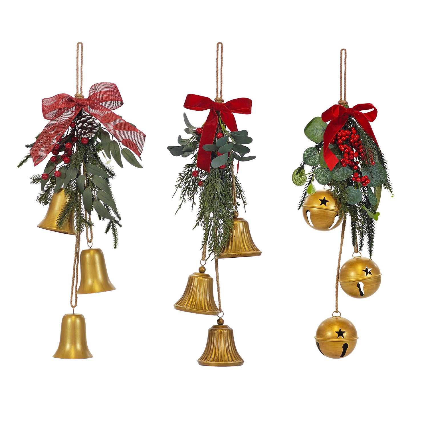 VESTIAMO CASA GRAN NATALE - Appendino Natalizio con Campanelli Decorativi Oro h62 cm