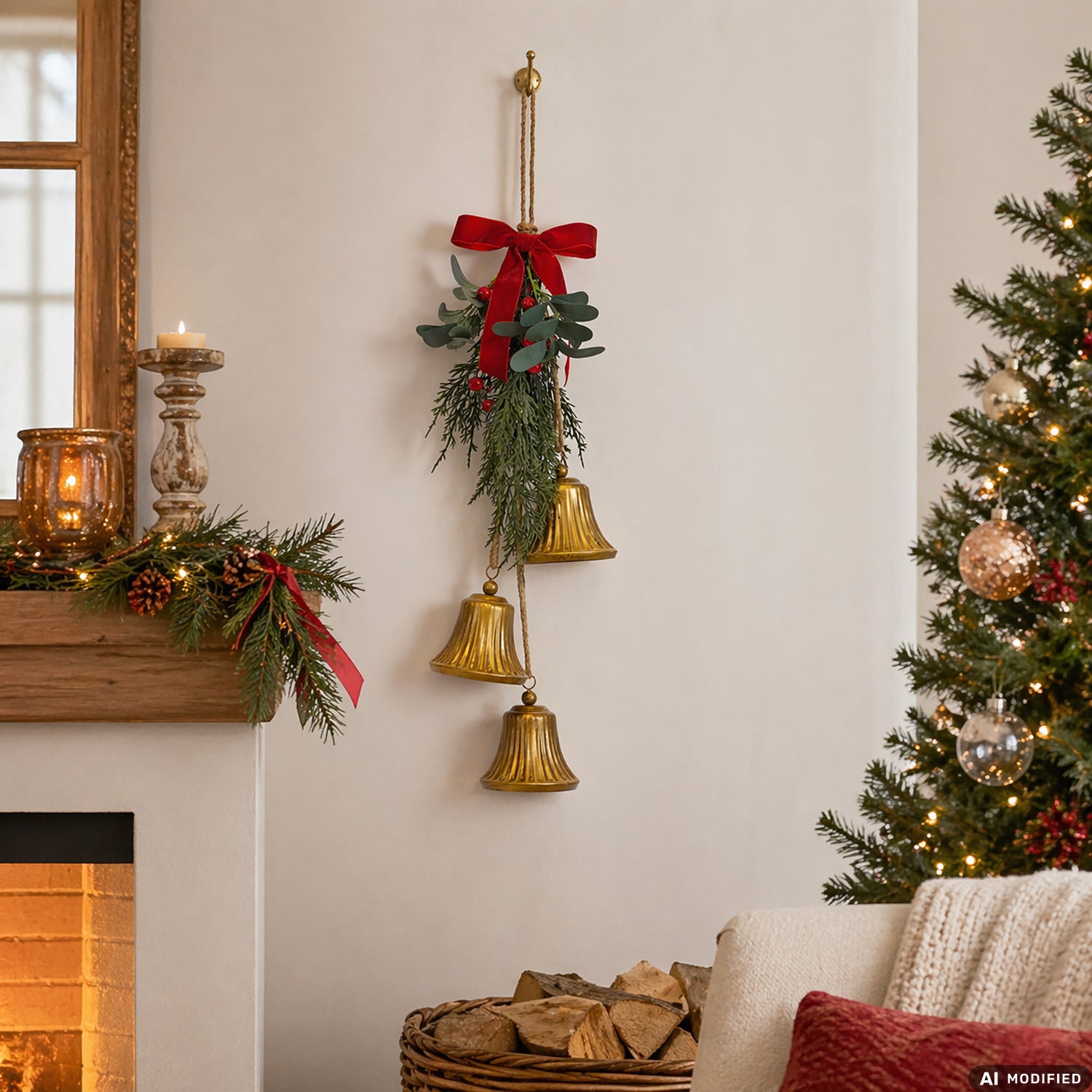 VESTIAMO CASA GRAN NATALE - Appendino Natalizio con Campanelli Decorativi Oro h62 cm