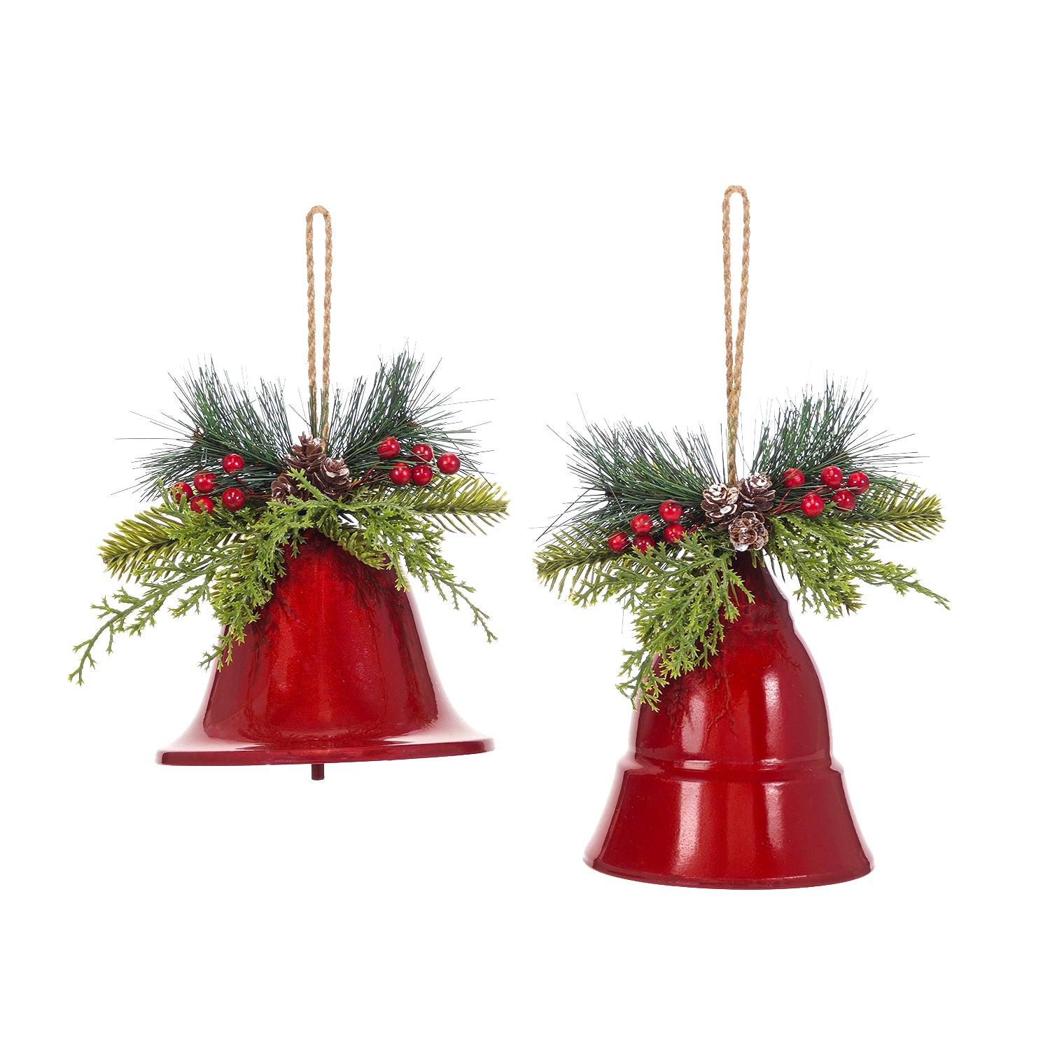 VESTIAMO CASA GRAN NATALE - Appendino Campana Natalizia Decorativa Rossa con Pigne e Rami