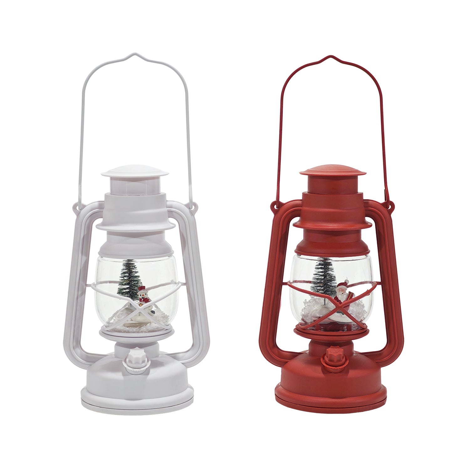 VESTIAMO CASA GRAN NATALE - Lanterna Natalizia LED con Effetto Neve e Musica h24,5 cm