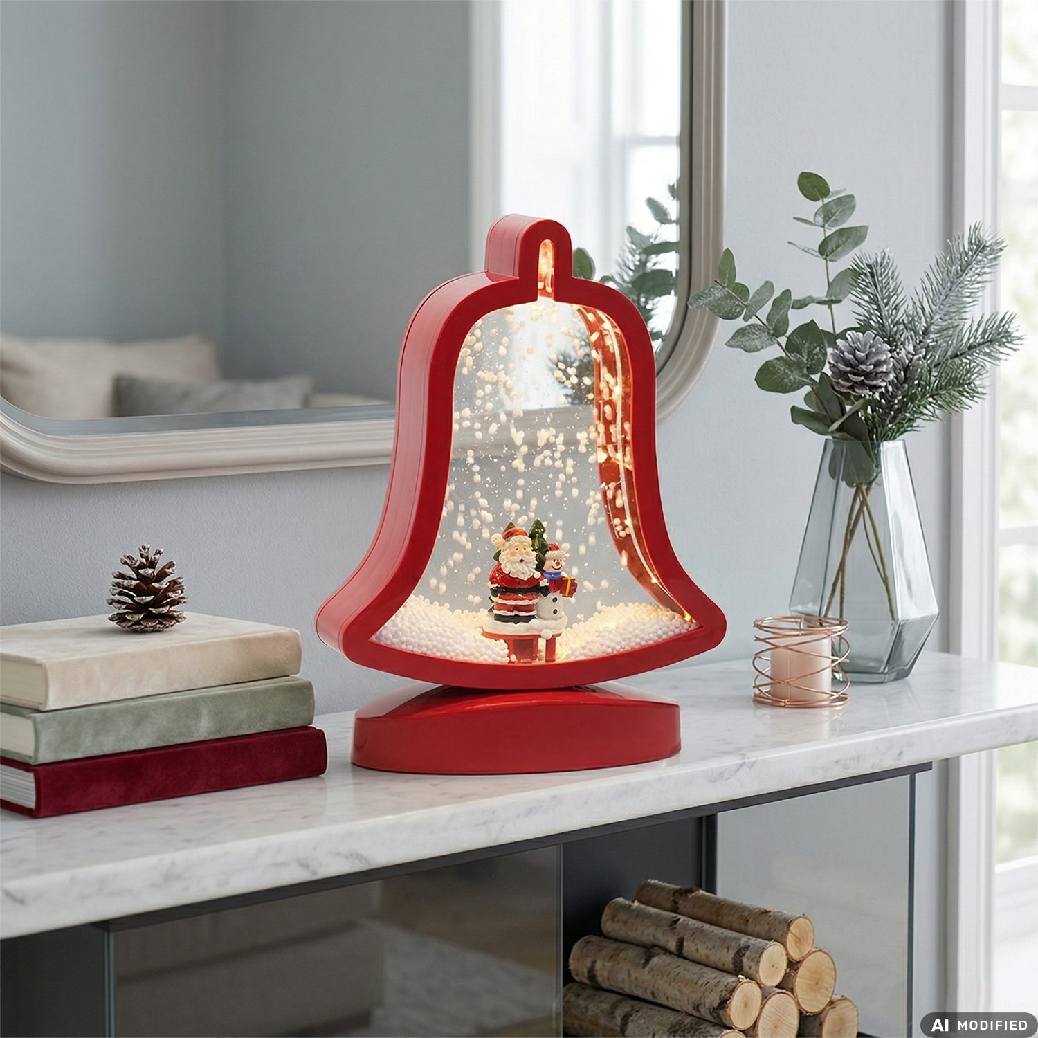 VESTIAMO CASA GRAN NATALE - Decorazione Natalizia LED con Effetto Neve e Musica h27 cm