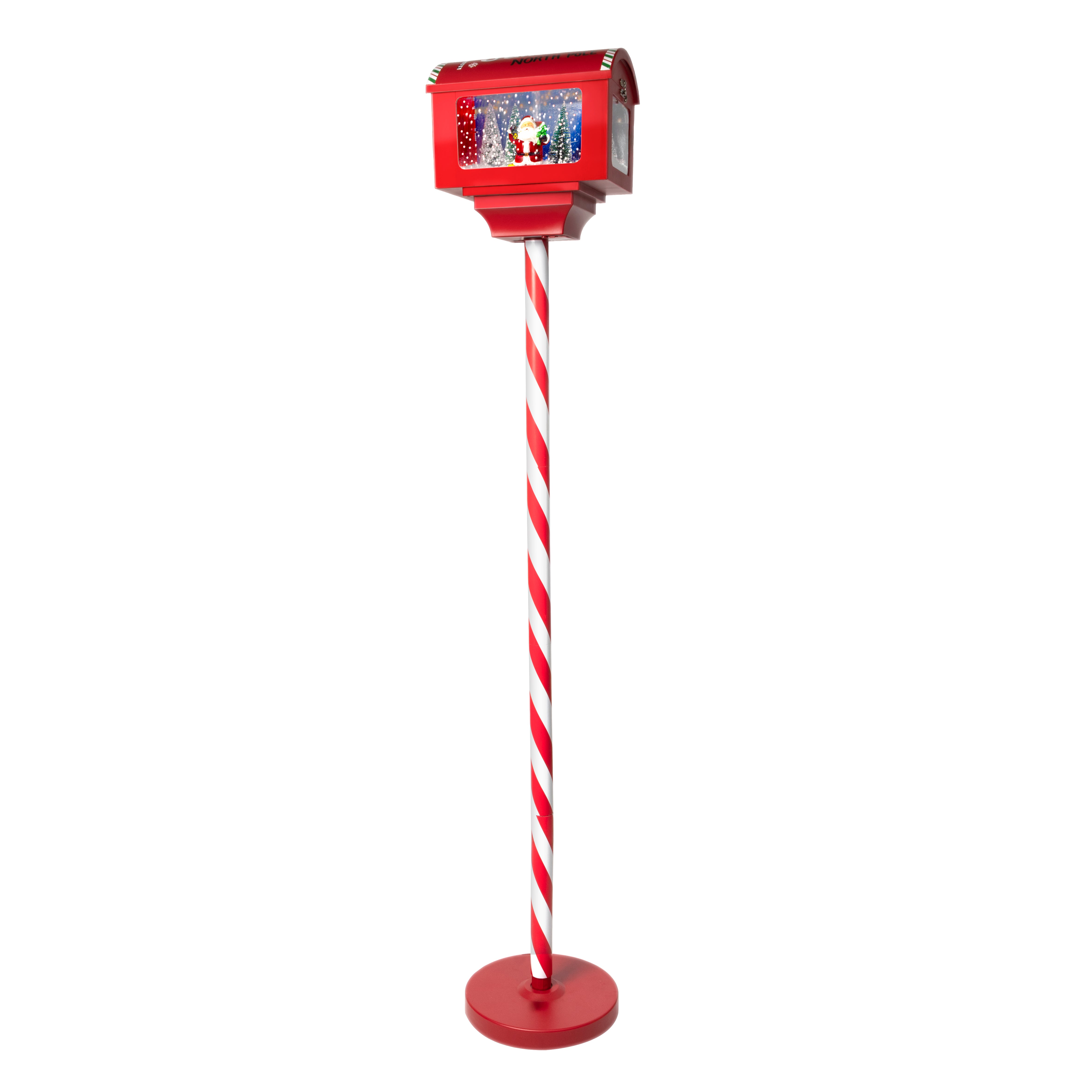 VESTIAMO CASA GRAN NATALE - Cassetta Postale Natalizia Luminosa Babbo Natale con Effetto Neve e Musica Santa North Pole - h150x27x20 cm