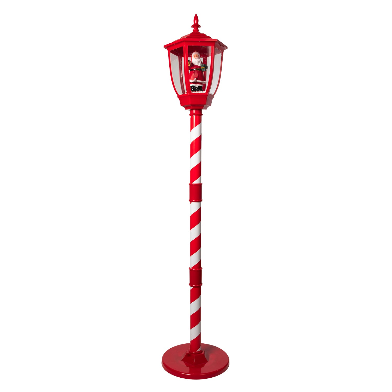 VESTIAMO CASA GRAN NATALE - Lampione Natalizio Luminoso Babbo Natale con Effetto Neve e Musica - h150x30x30 cm
