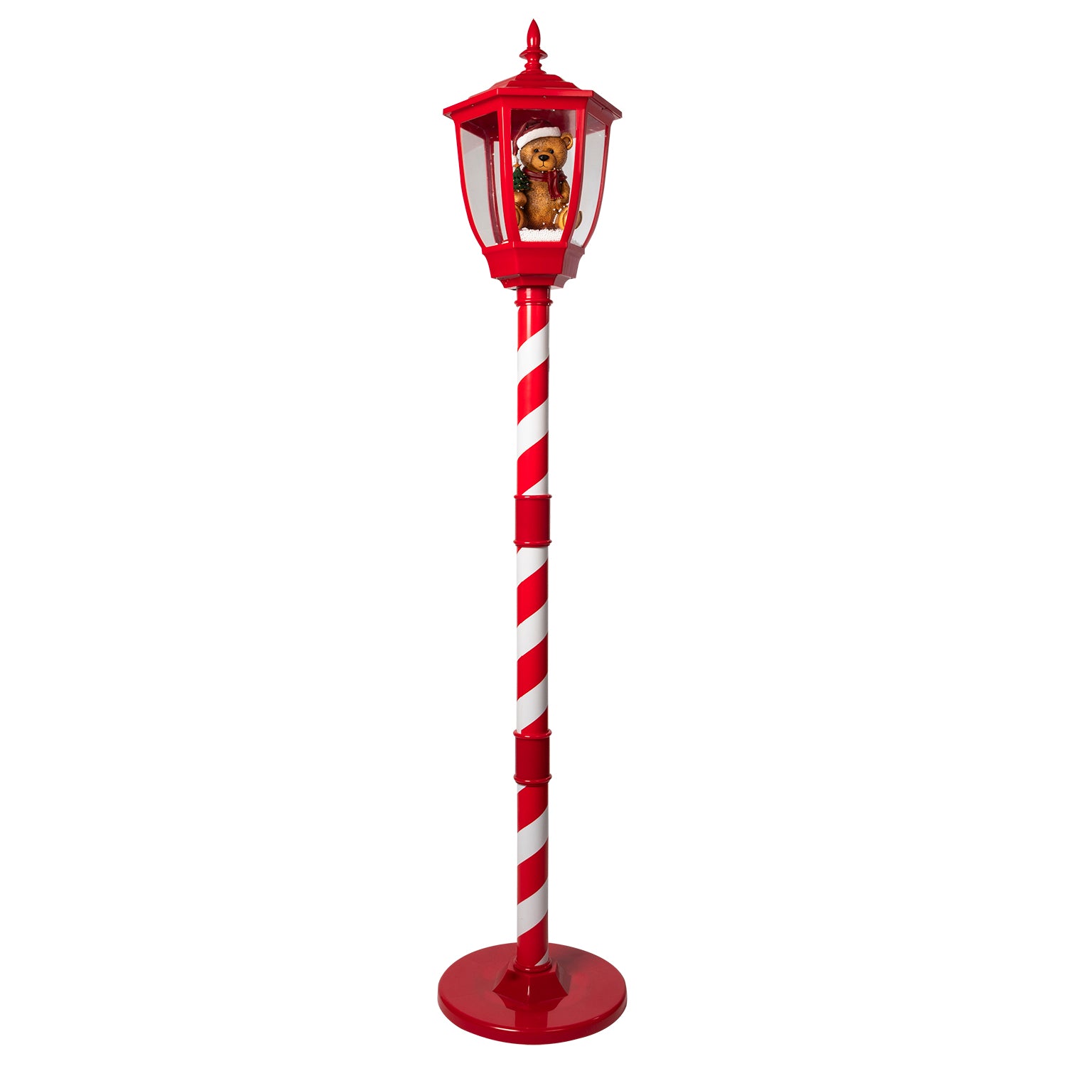 VESTIAMO CASA GRAN NATALE - Lampione Natalizio Luminoso Orsetto con Effetto Neve e Musica - h150x30x30 cm