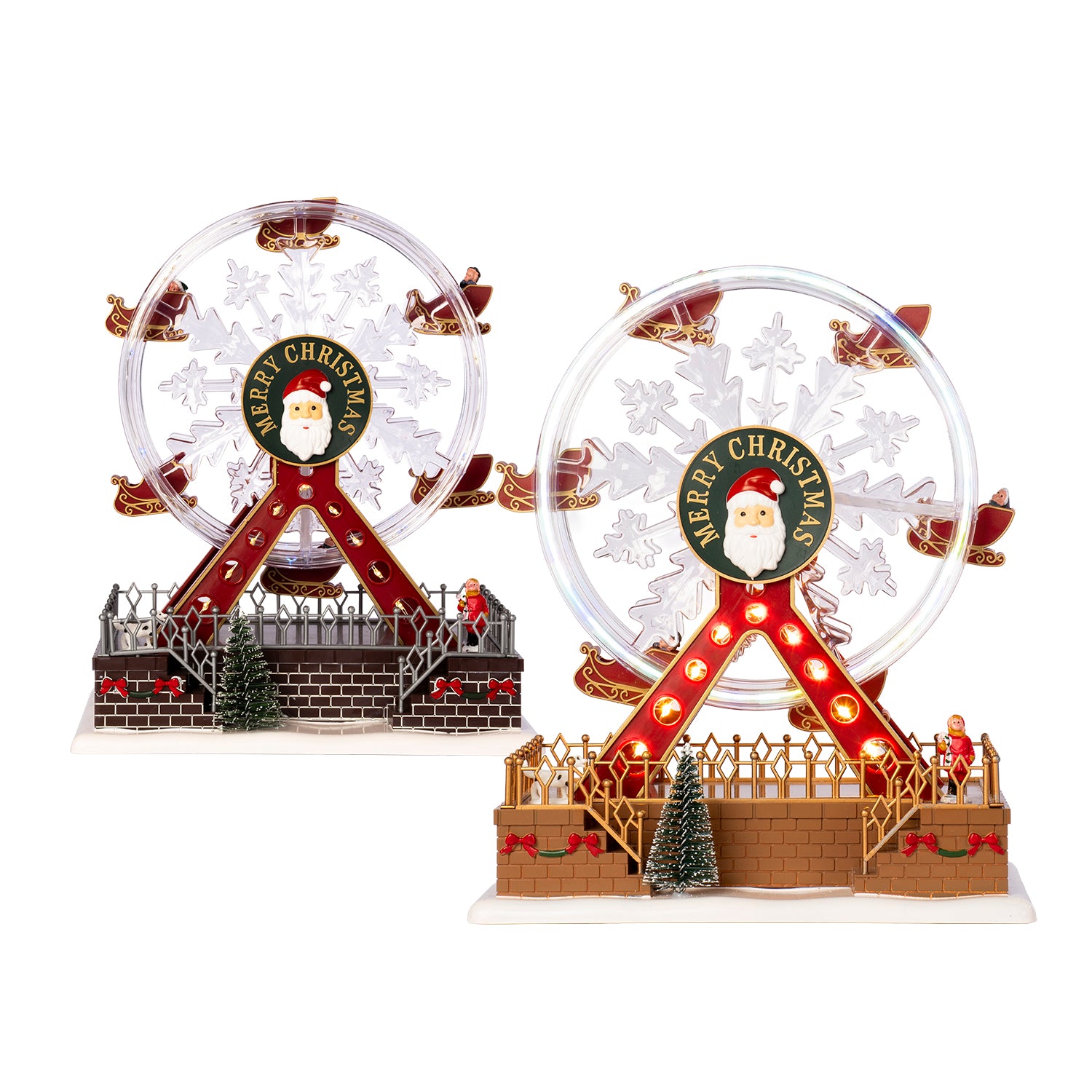 VESTIAMO CASA GRAN NATALE - Giostrina Panoramica Natalizia Luminosa e Musicale LED a Batterie h28 cm