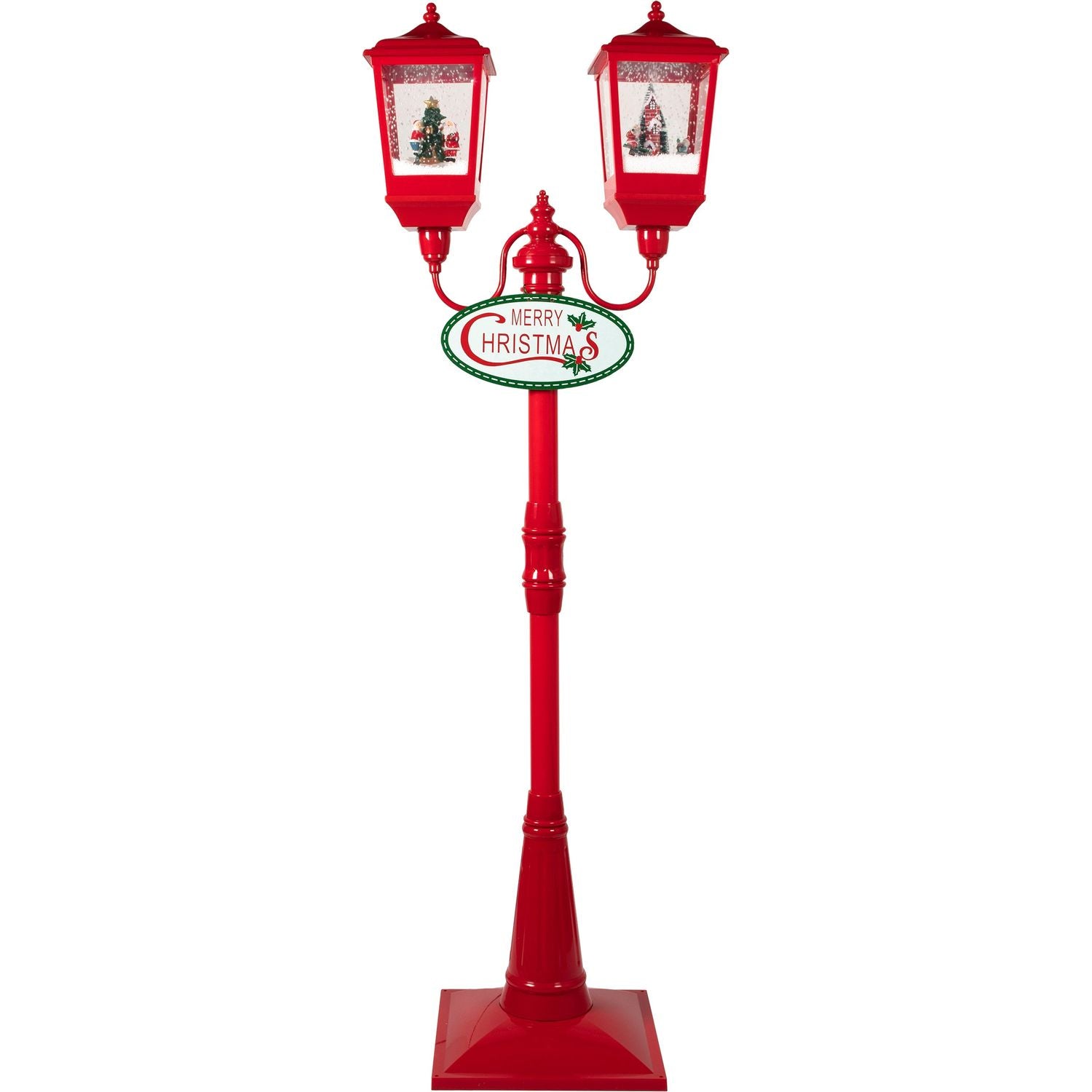 VESTIAMO CASA GRAN NATALE - Lampione Doppio Natalizio Luminoso con Personaggi - h179x59x38 cm