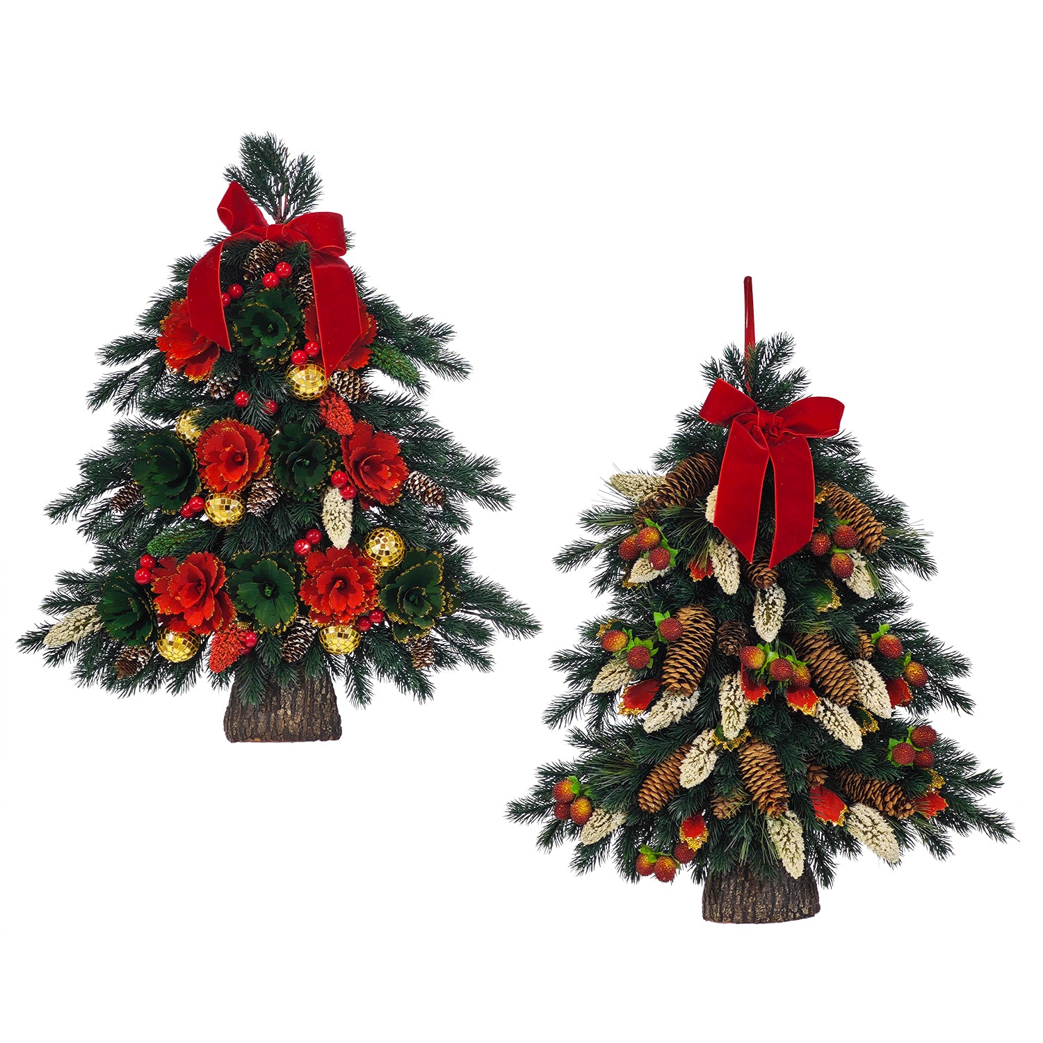 VESTIAMO CASA GRAN NATALE - Decorazione Natalizia Dietroporta Albero Decorativo con Fiocco Rosso h50 cm