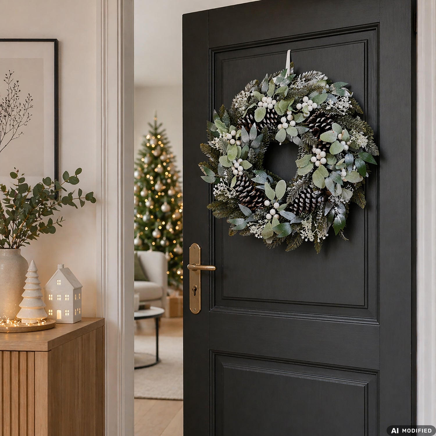 VESTIAMO CASA GRAN NATALE - Ghirlanda Natalizia Decorativa con Pigne e Bacche diametro 50 cm