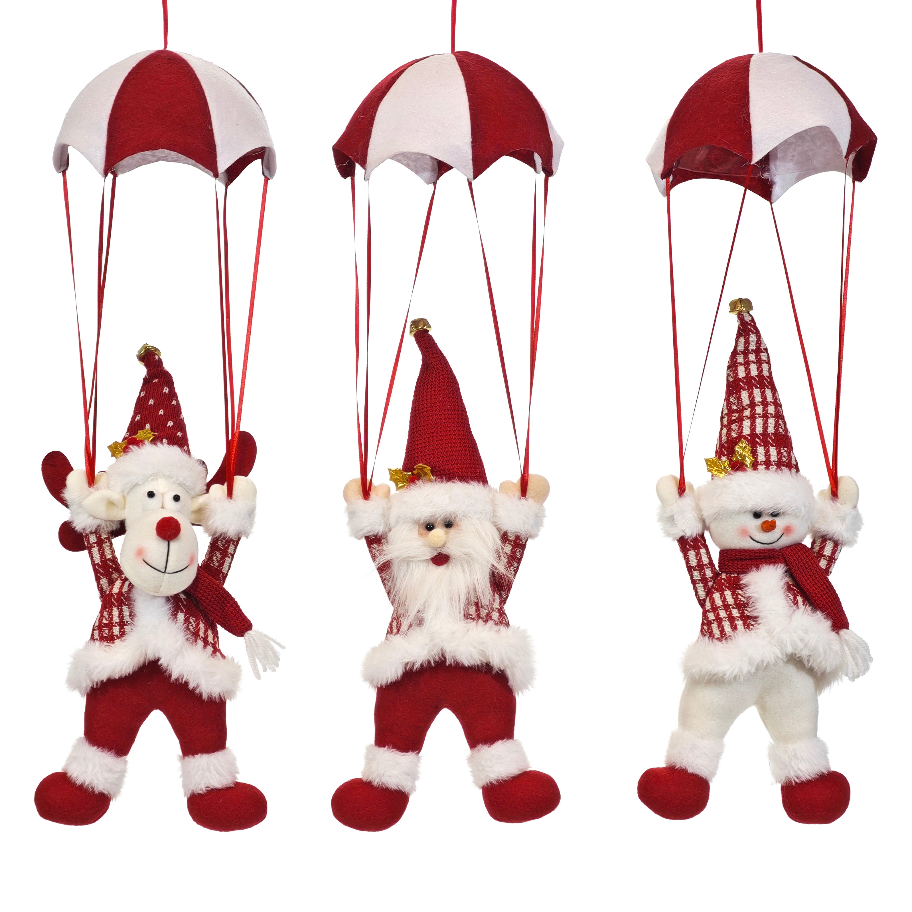 VESTIAMO CASA GRAN NATALE - Decorazione Natalizia da Appendere con Paracadute h55 cm - Renna, Pupazzo di Neve o Babbo Natale