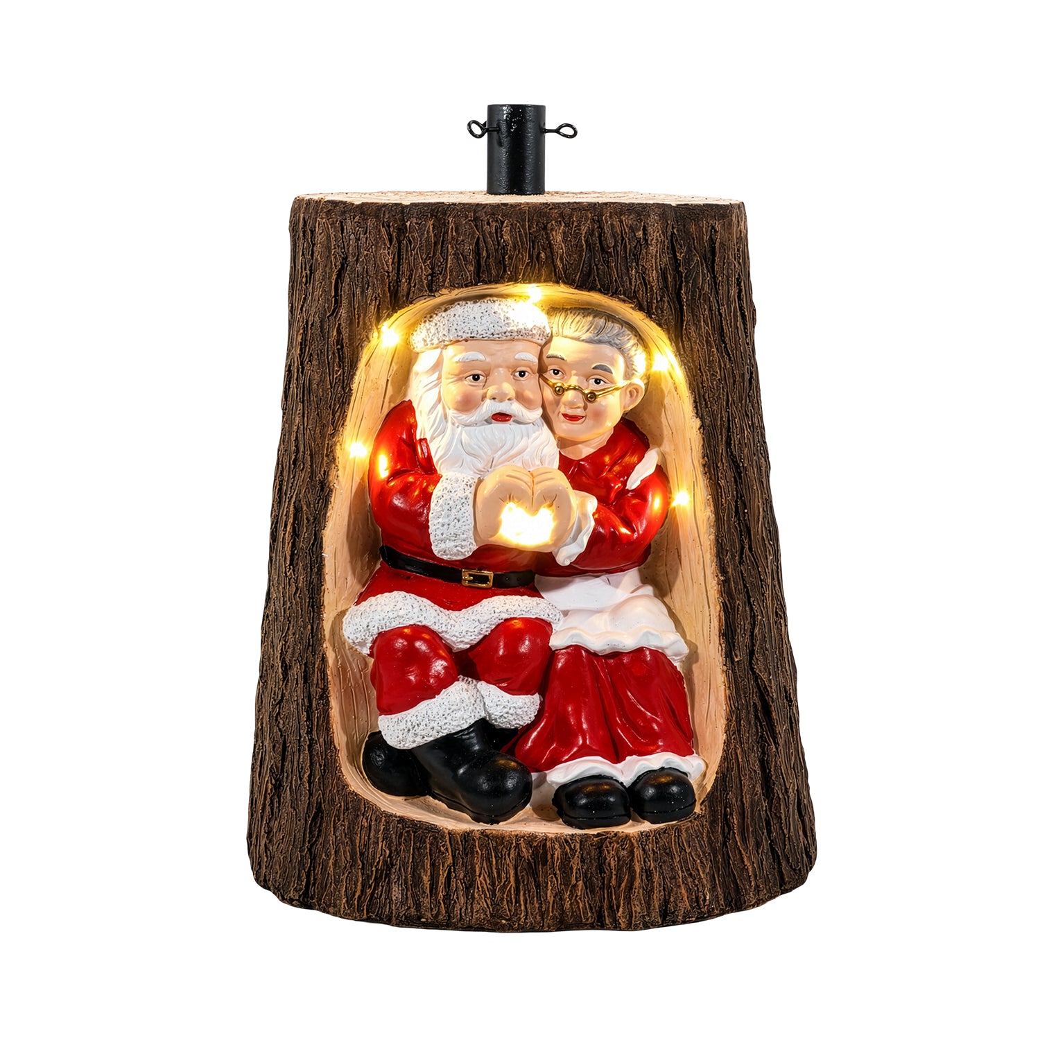 VESTIAMO CASA GRAN NATALE - Base Albero di Natale Tronco Luminoso con Babbo e Mamma Natale h53 cm