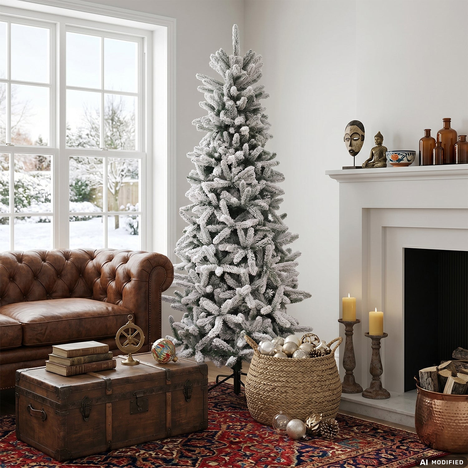 VESTIAMO CASA GRAN NATALE - Albero di Natale Artificiale Picco Innevato Slim - h180 cm diametro alla base 91,5 cm