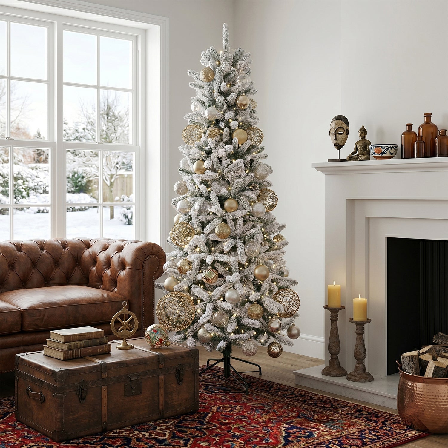 VESTIAMO CASA GRAN NATALE - Albero di Natale Artificiale Picco Innevato Slim - h210 cm diametro alla base 99 cm