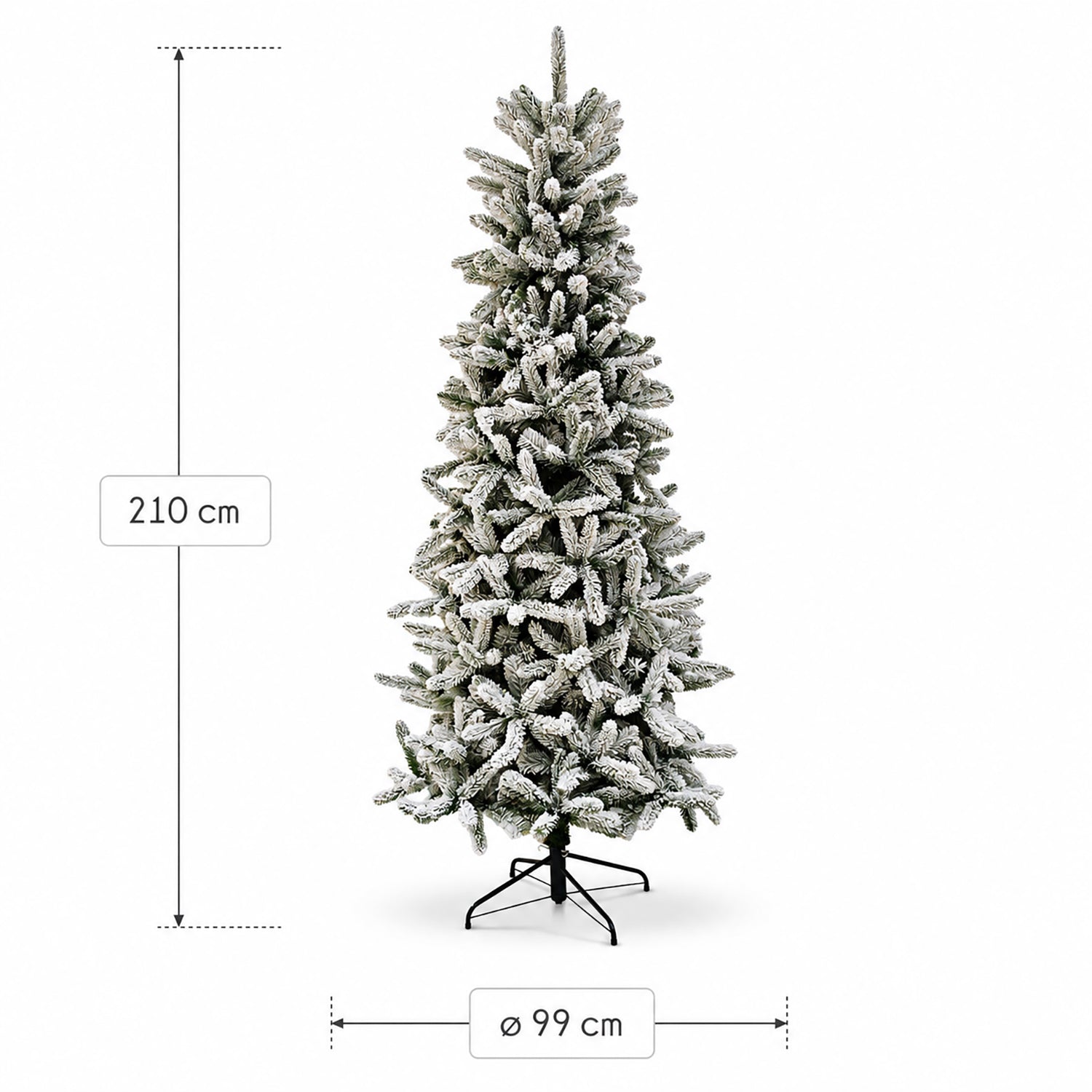 VESTIAMO CASA GRAN NATALE - Albero di Natale Artificiale Picco Innevato Slim - h210 cm diametro alla base 99 cm