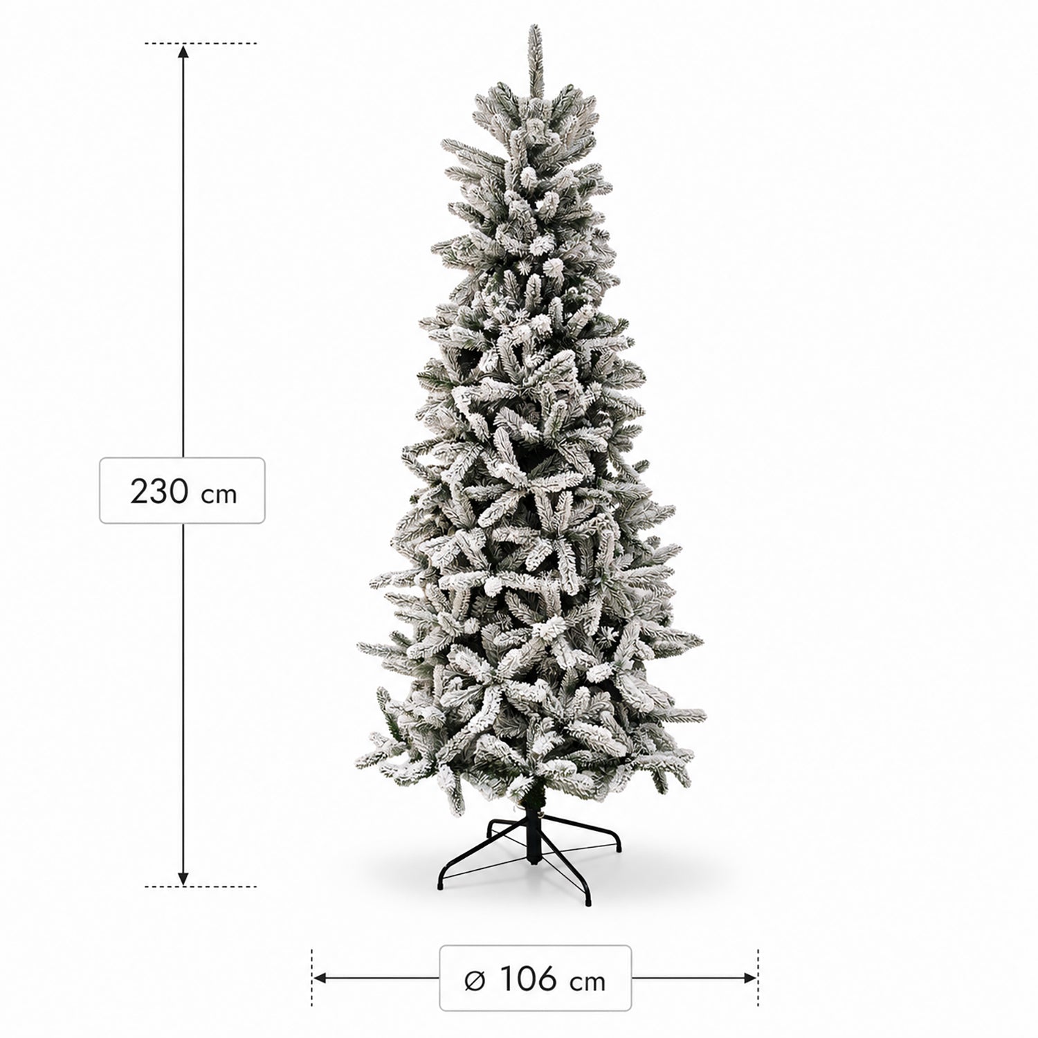 VESTIAMO CASA GRAN NATALE - Albero di Natale Artificiale Picco Innevato Slim - h230 cm diametro alla base 106 cm