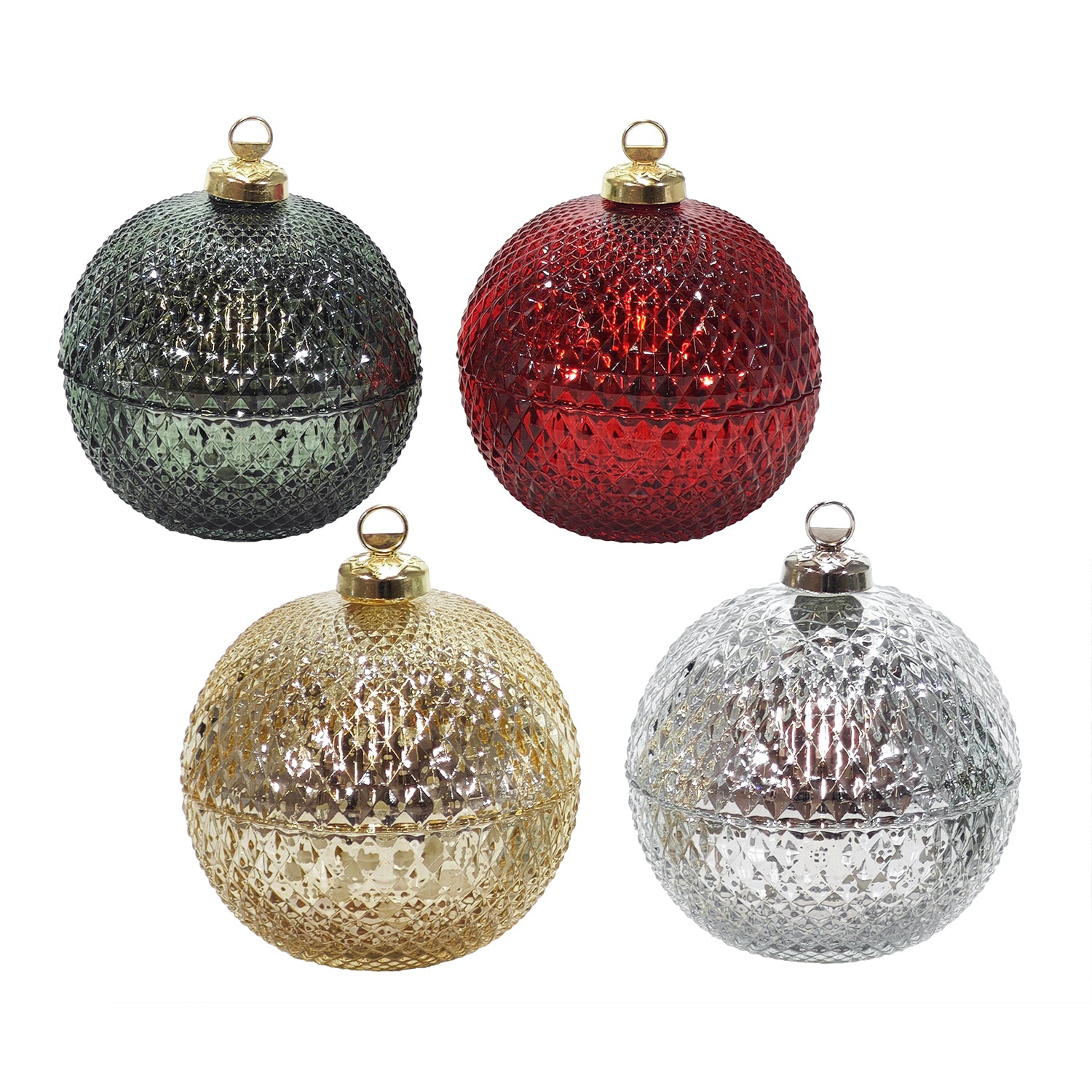 VESTIAMO CASA GRAN NATALE - Candela Profumata Natalizia a Sfera in Vetro con Coperchio h12,5 cm