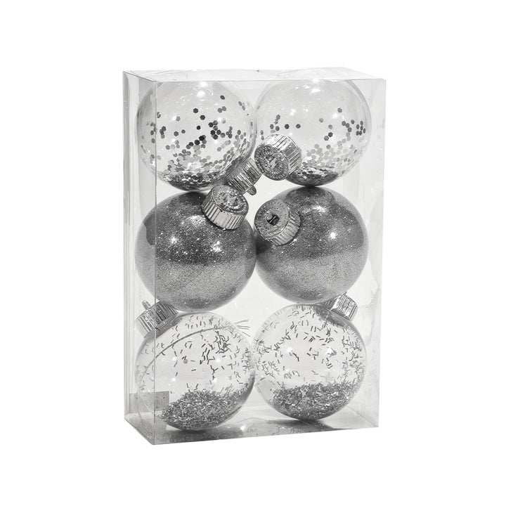 VESTIAMO CASA GRAN NATALE - Palle di Natale Silver diametro 8 cm - set 6
 pezzi