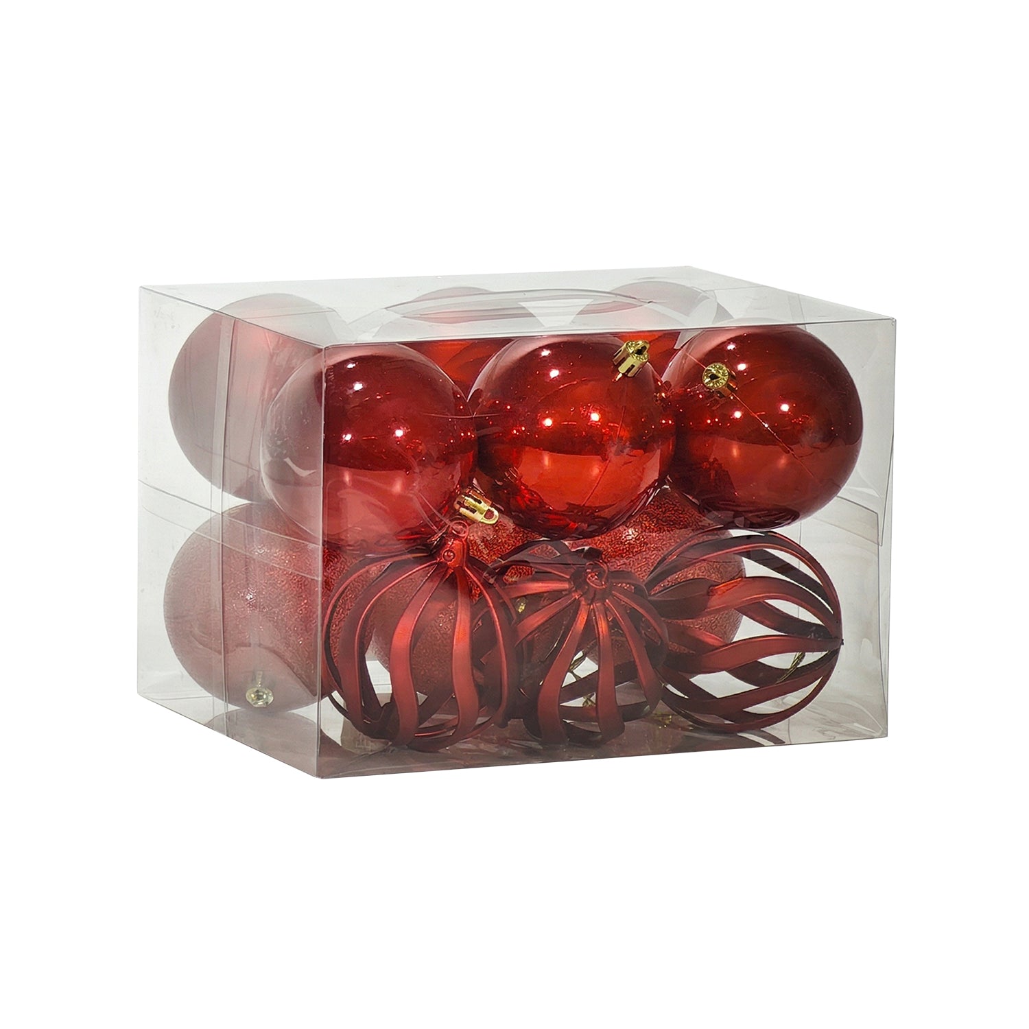 VESTIAMO CASA GRAN NATALE - Set 12 Palline di Natale Rosse Infrangibili diametro 8 cm