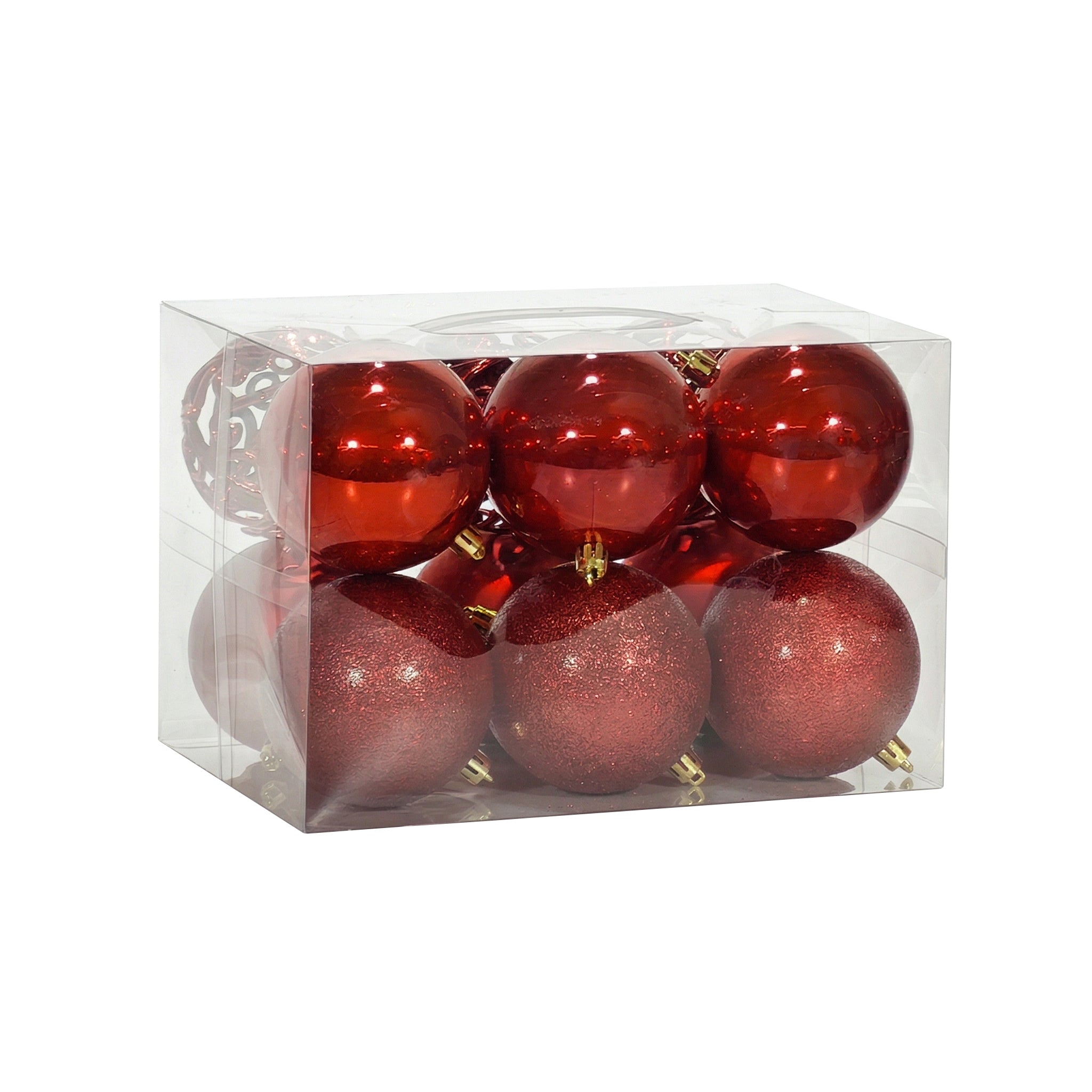 VESTIAMO CASA GRAN NATALE - Set 12 Palline di Natale Rosse Infrangibili diametro 8 cm