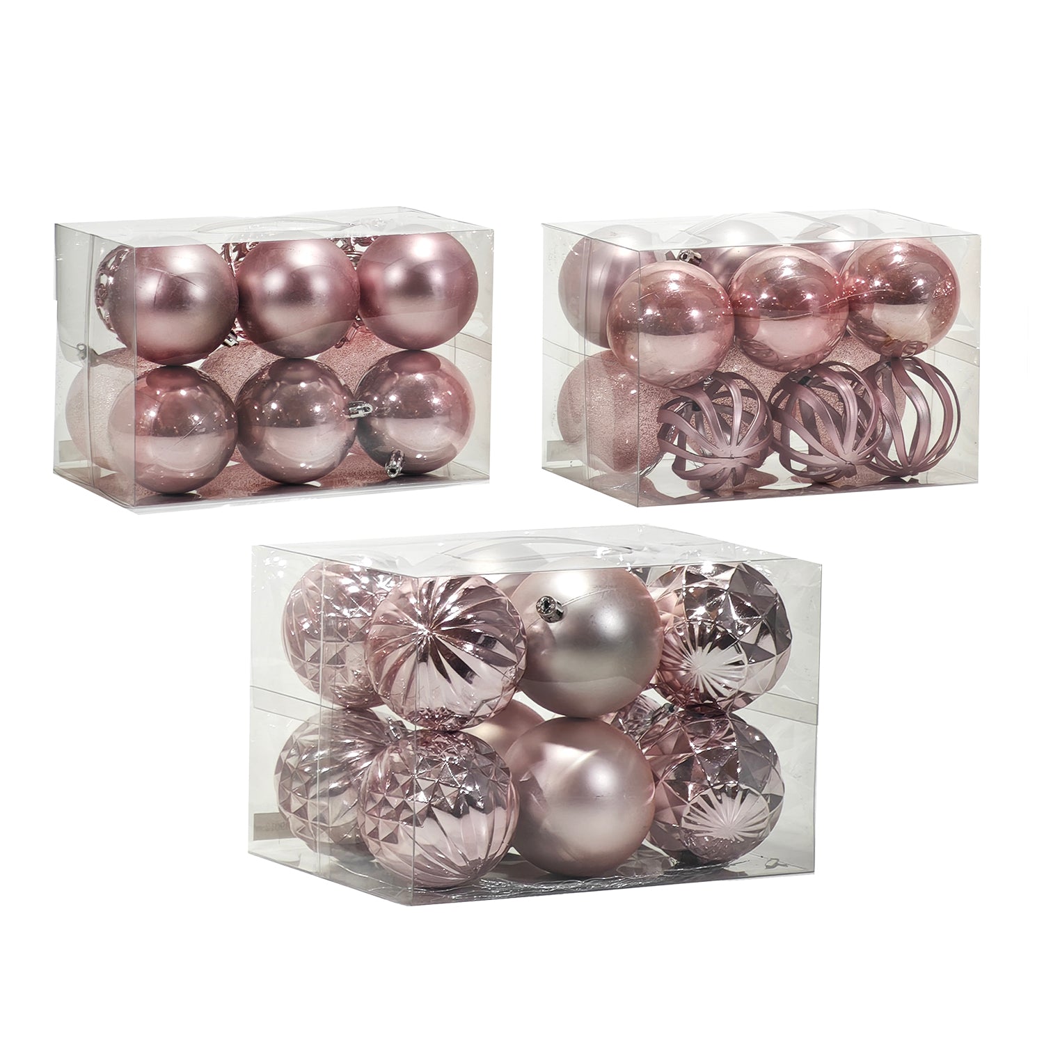VESTIAMO CASA GRAN NATALE - Palle di Natale Rosa Assortite diametro 8 cm - set 12 pezzi