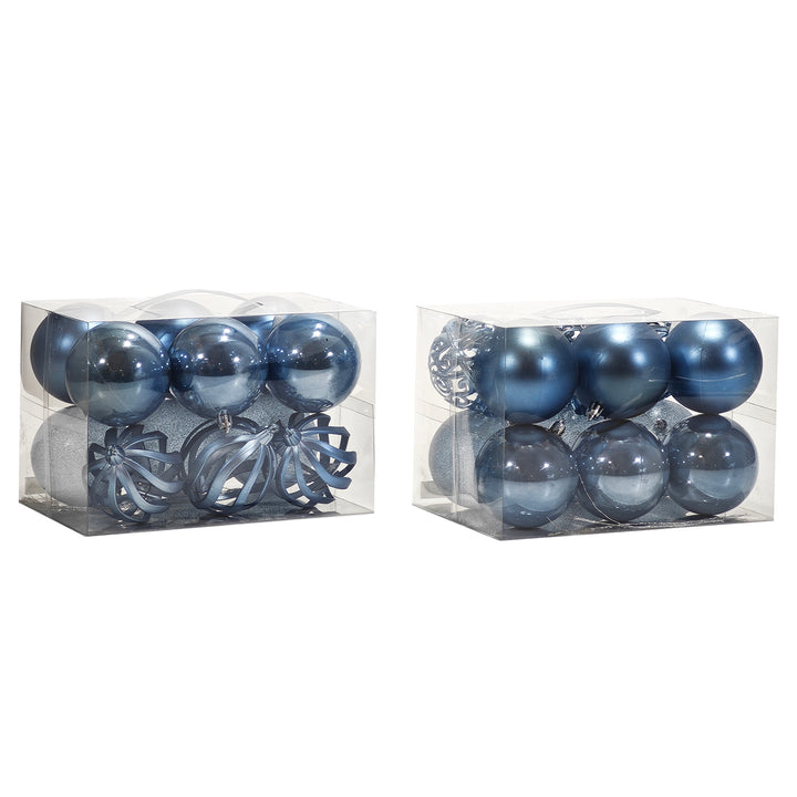 VESTIAMO CASA GRAN NATALE - Palle di Natale Celeste Assortite diametro 8 cm - set 12 pezzi