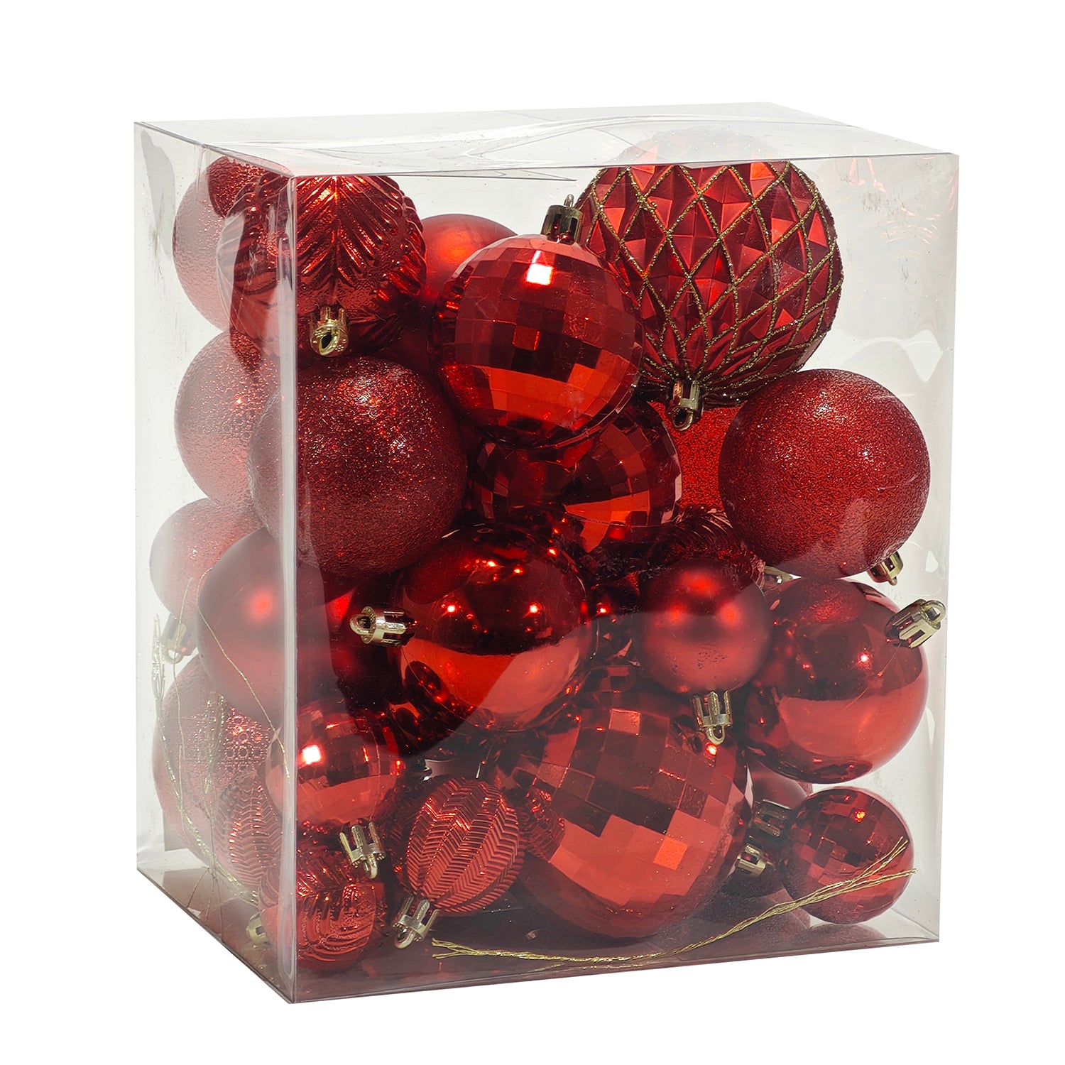 VESTIAMO CASA GRAN NATALE - Palle di Natale Rosse mix diametro 8/6/4 cm - set 36 pezzi