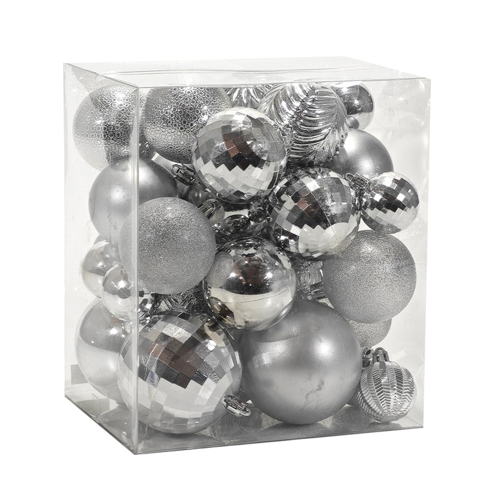 VESTIAMO CASA GRAN NATALE - Palle di Natale Silver mix diametro 8/6/4 cm - set 36 pezzi