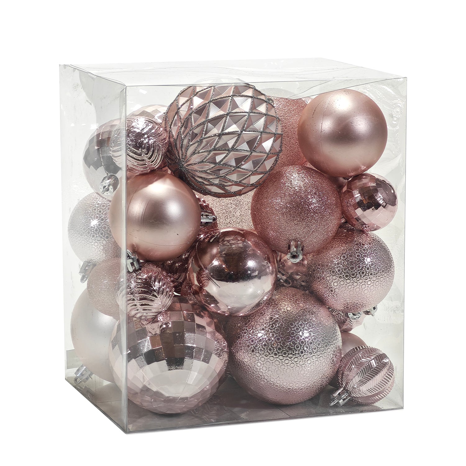 VESTIAMO CASA GRAN NATALE - Palle di Natale Rosa mix diametro 8/6/4 cm - set 36 pezzi