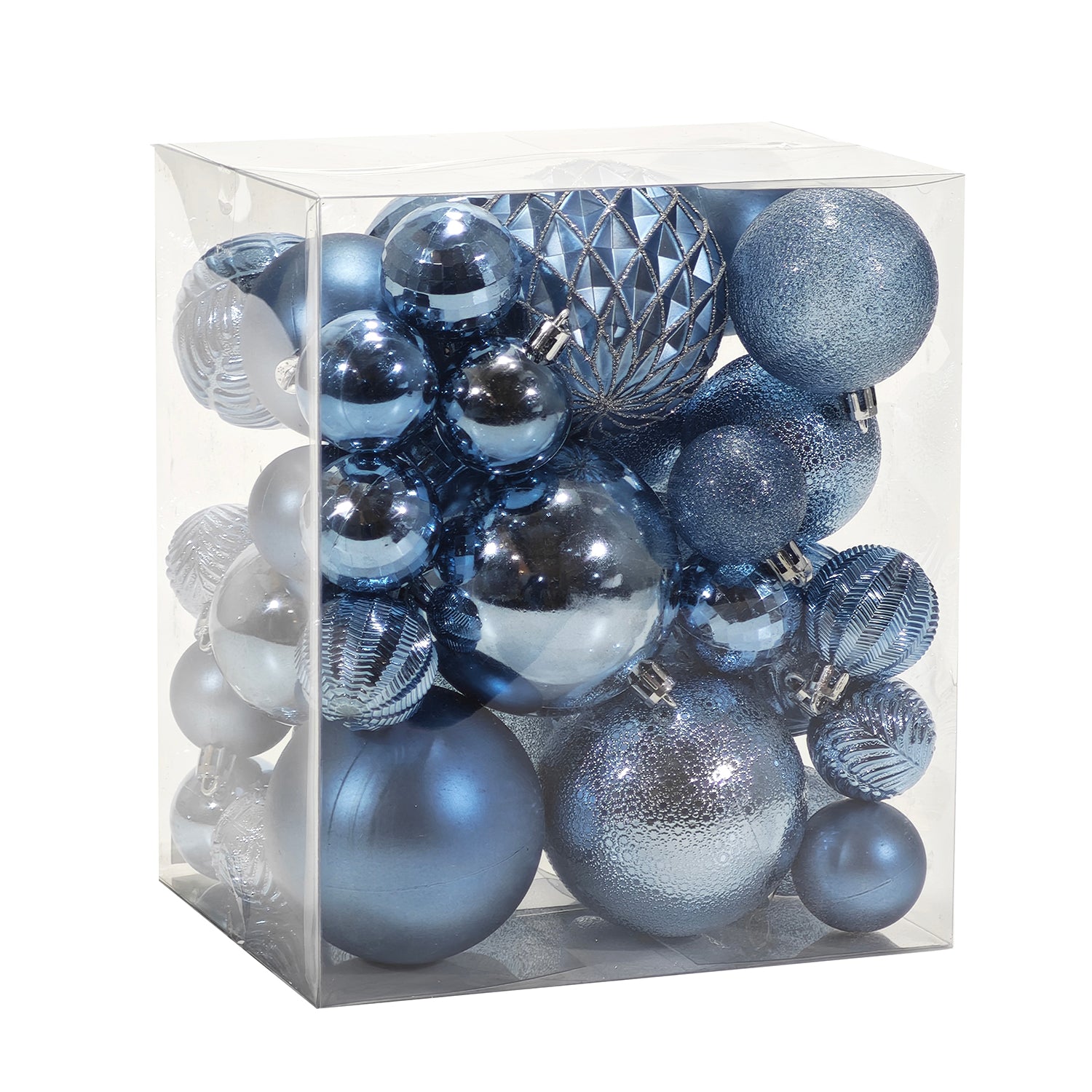 VESTIAMO CASA GRAN NATALE - Set 36 Palline di Natale Celeste mix diametro 8/6/4 cm