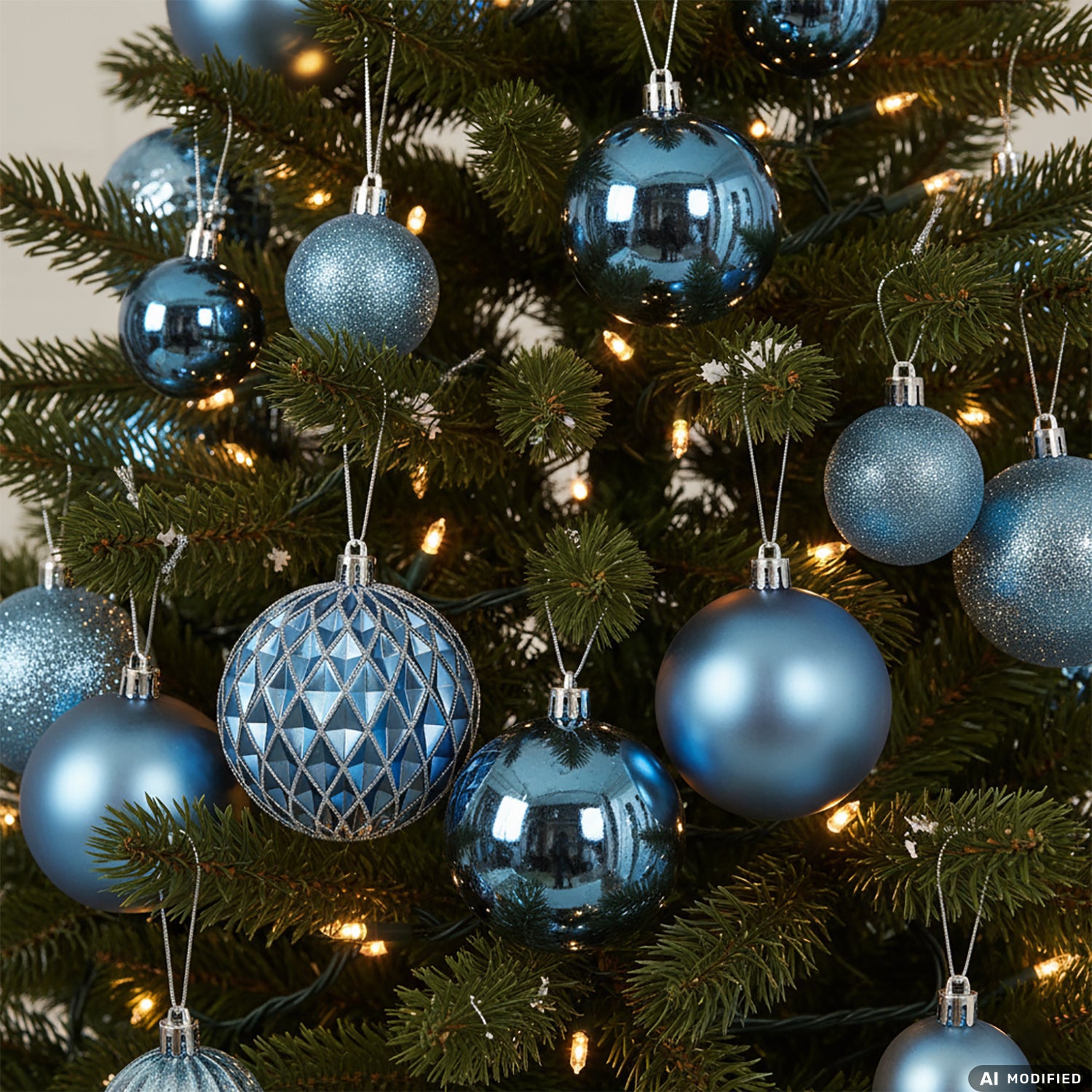 VESTIAMO CASA GRAN NATALE - Set 36 Palline di Natale Celeste mix diametro 8/6/4 cm