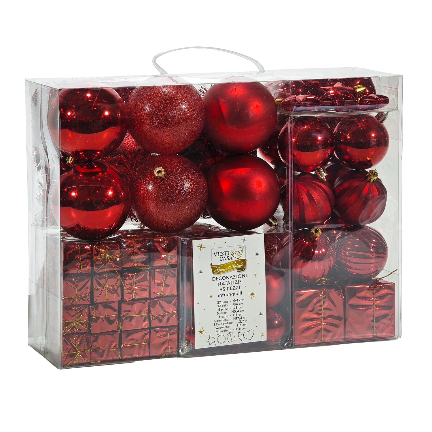 VESTIAMO CASA GRAN NATALE - Decorazioni Natalizie 95 Pezzi Rosse