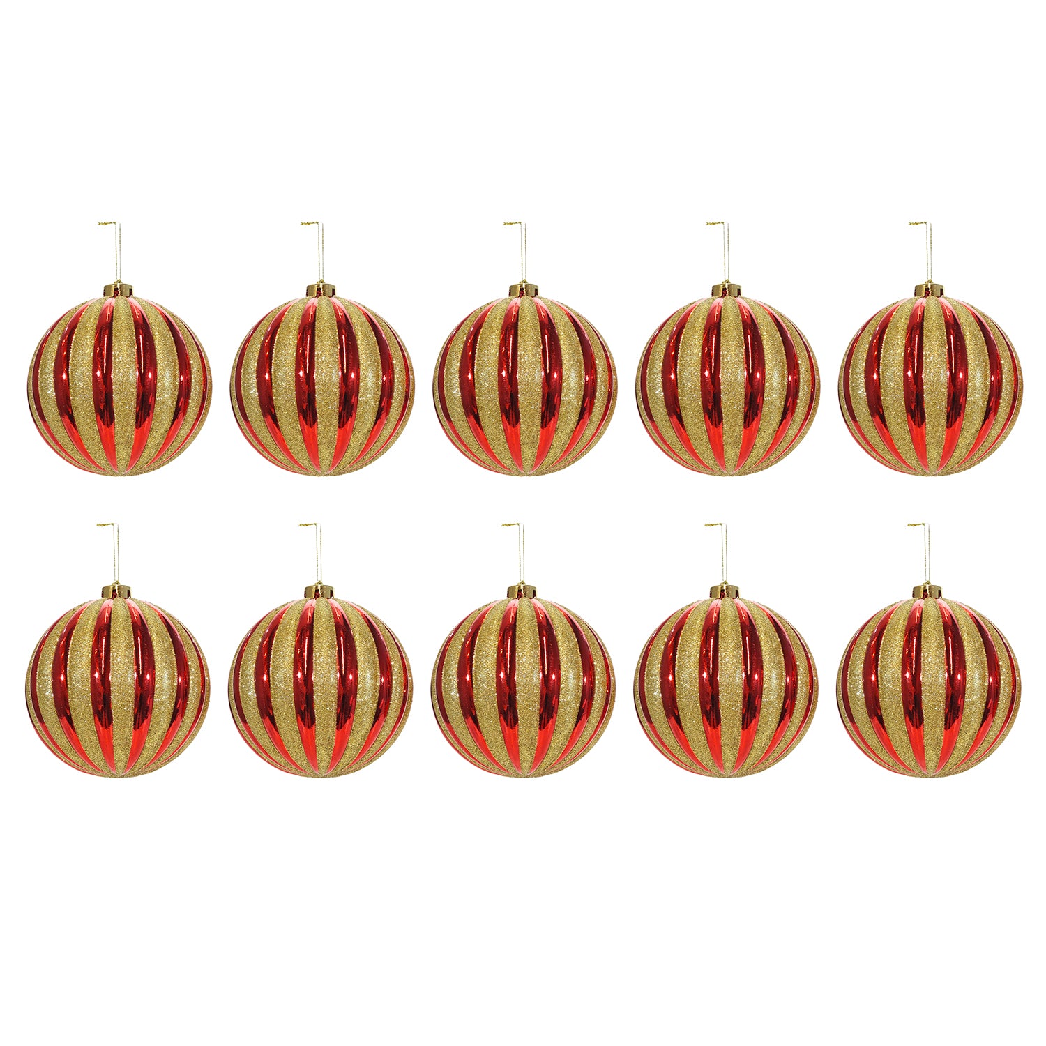 VESTIAMO CASA GRAN NATALE - Set 10 Palline di Natale Rosso Oro Infrangibili diametro 6 cm
