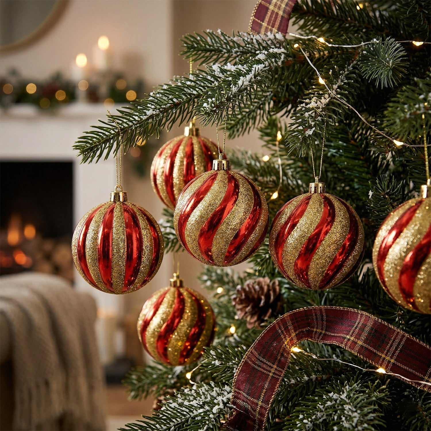 VESTIAMO CASA GRAN NATALE - Set 10 Palline di Natale Rosso Oro Infrangibili diametro 6 cm