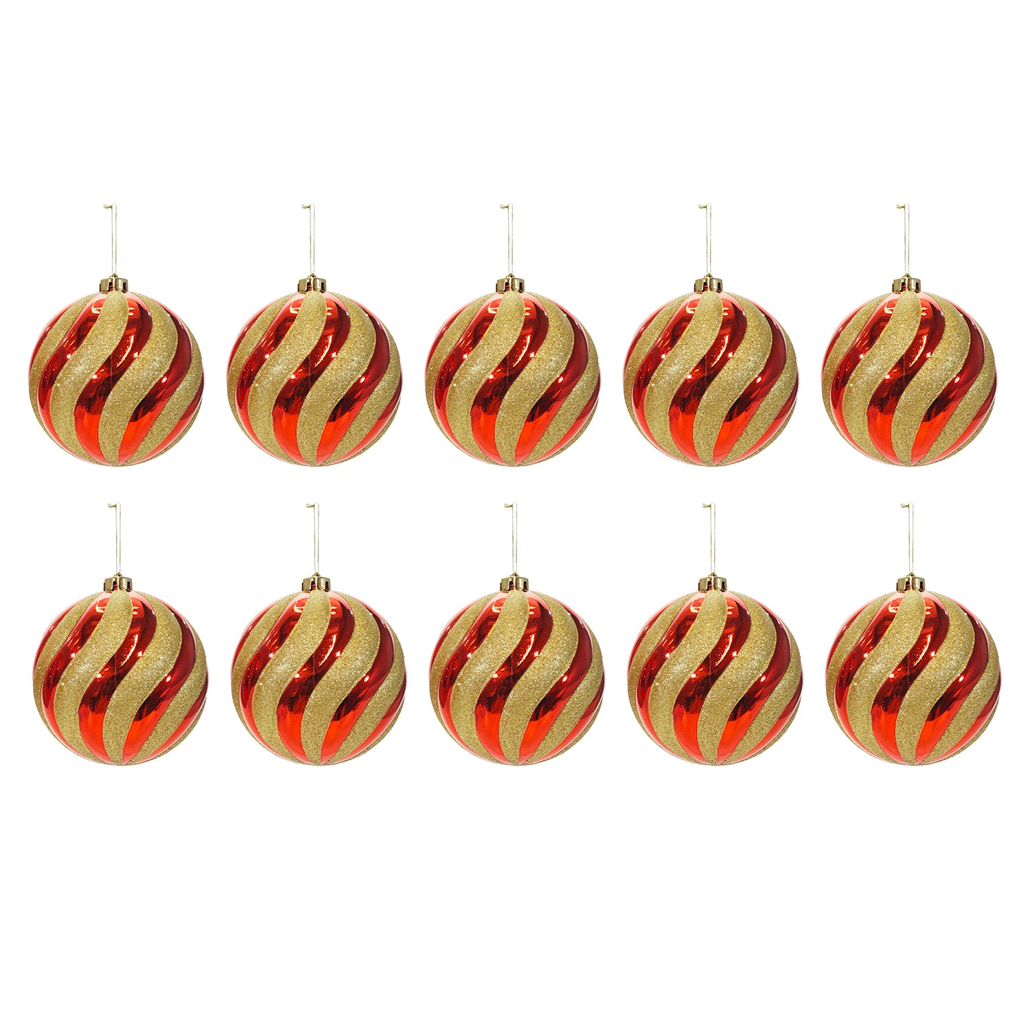 VESTIAMO CASA GRAN NATALE - Set 10 Palline di Natale Rosso Oro Infrangibili diametro 6 cm