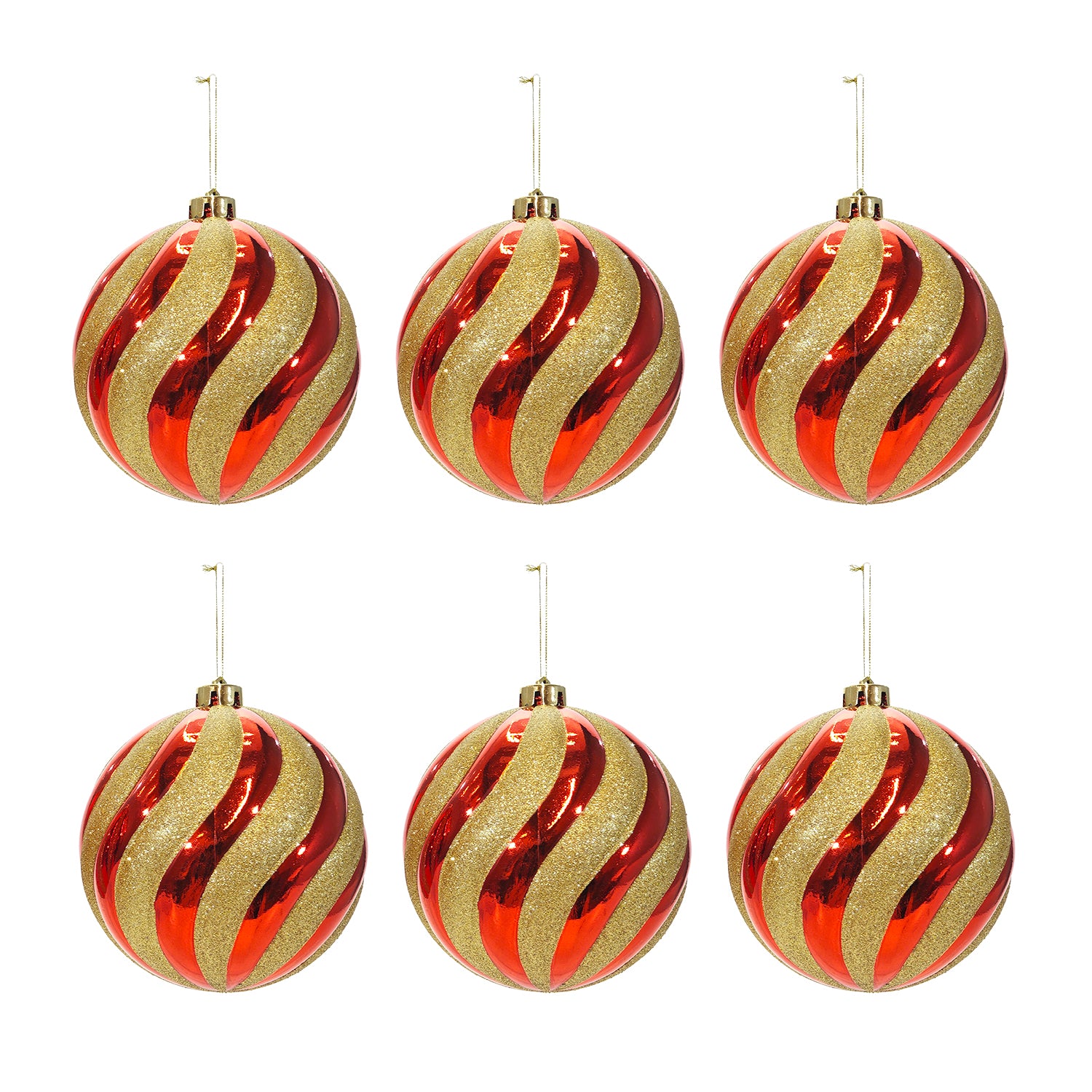 VESTIAMO CASA GRAN NATALE - Set 6 Palline di Natale Rosso Oro Infrangibili diametro 8 cm