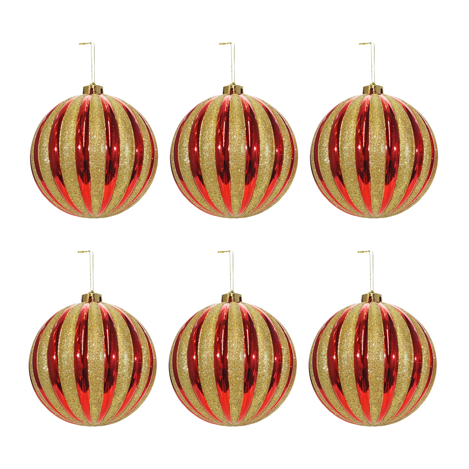 VESTIAMO CASA GRAN NATALE - Set 6 Palline di Natale Rosso Oro Infrangibili diametro 8 cm