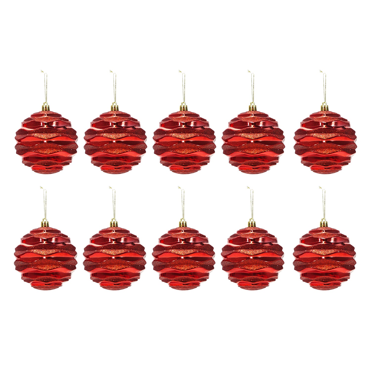 VESTIAMO CASA GRAN NATALE - Set 10 Palline di Natale Rosse Infrangibili diametro 6 cm