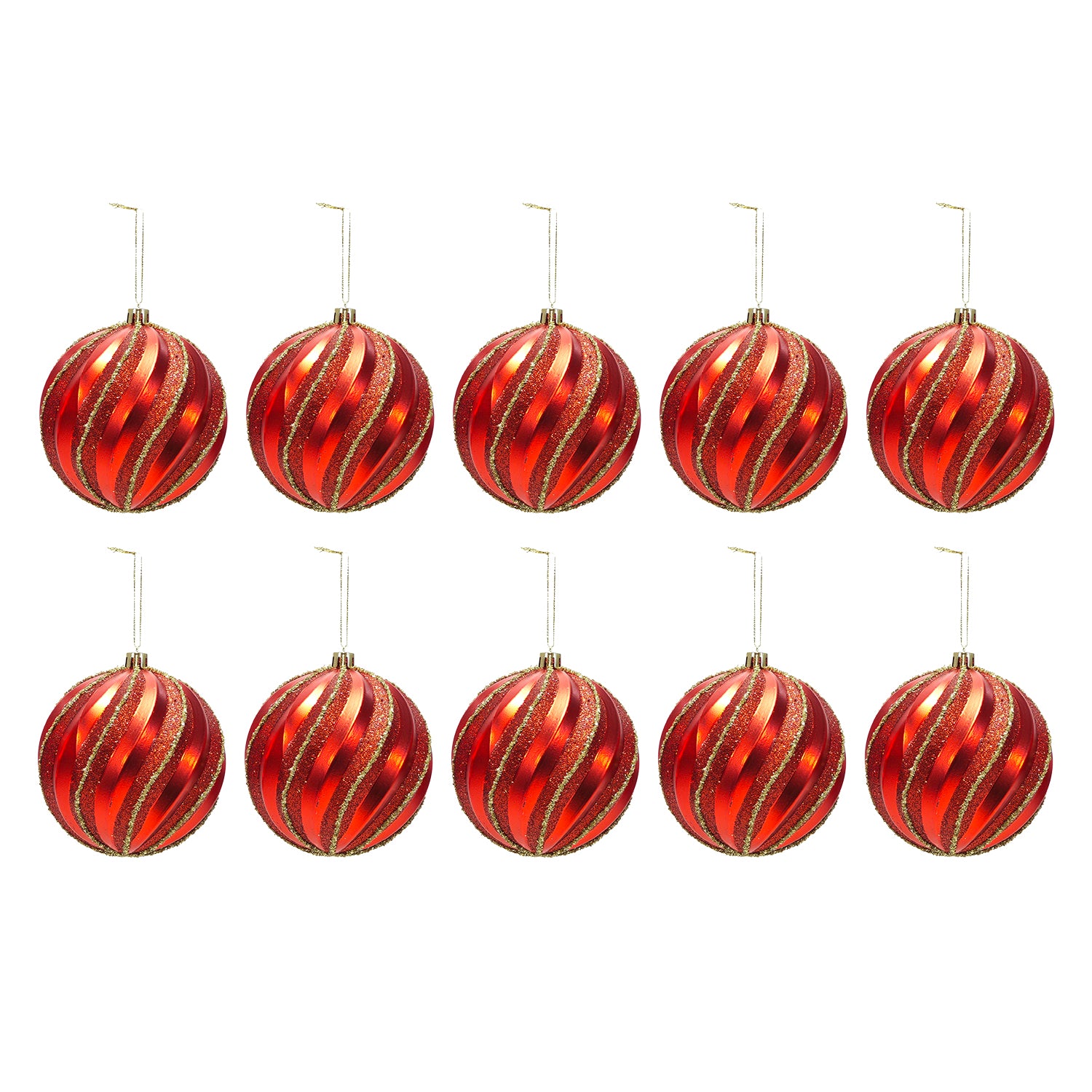 VESTIAMO CASA GRAN NATALE - Set 10 Palline di Natale Rosse Infrangibili diametro 6 cm