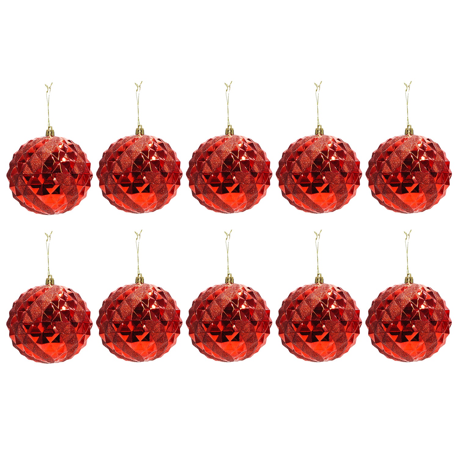 VESTIAMO CASA GRAN NATALE - Set 10 Palline di Natale Rosse Infrangibili diametro 6 cm