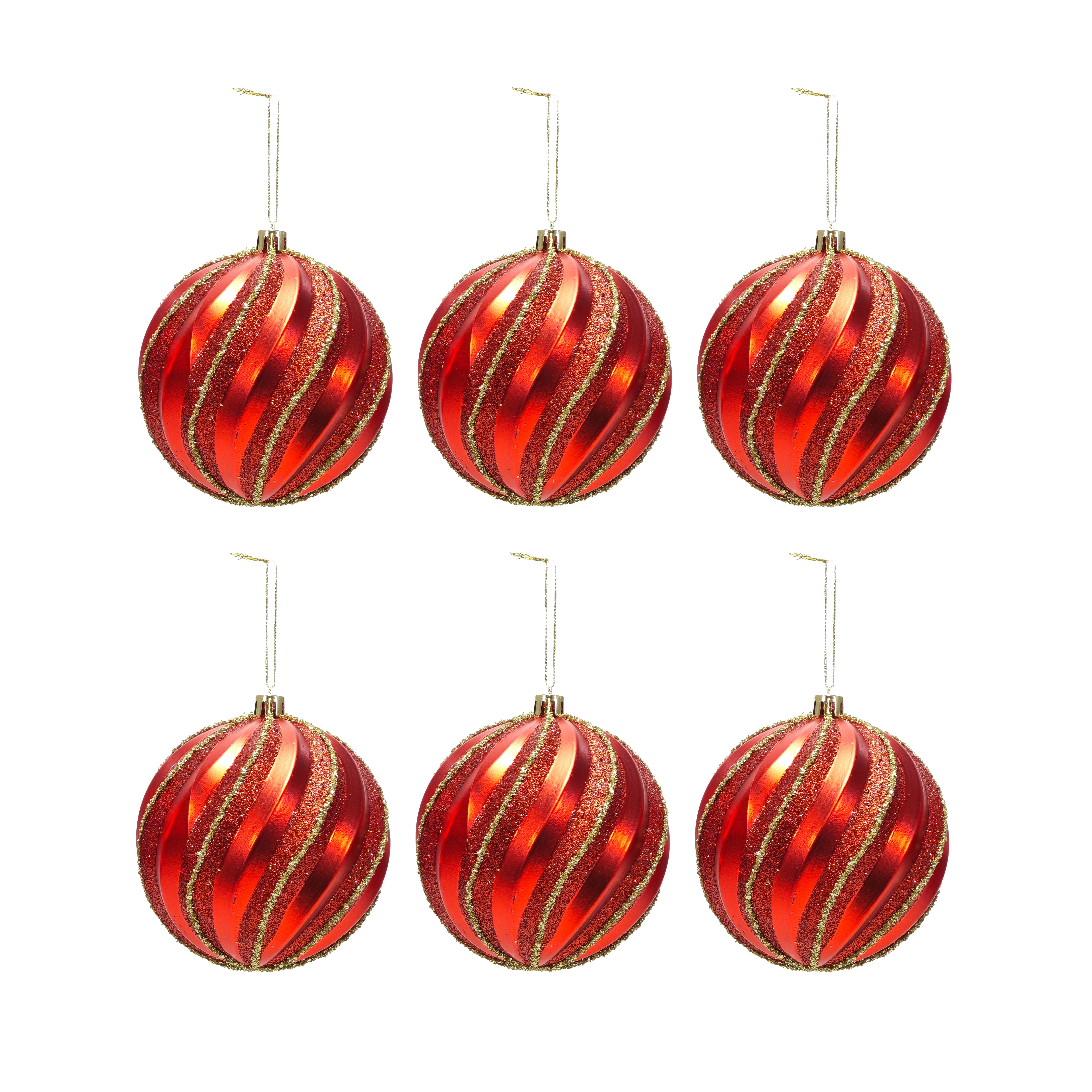 VESTIAMO CASA GRAN NATALE - Set 6 Palline di Natale Rosse Infrangibili diametro 8 cm