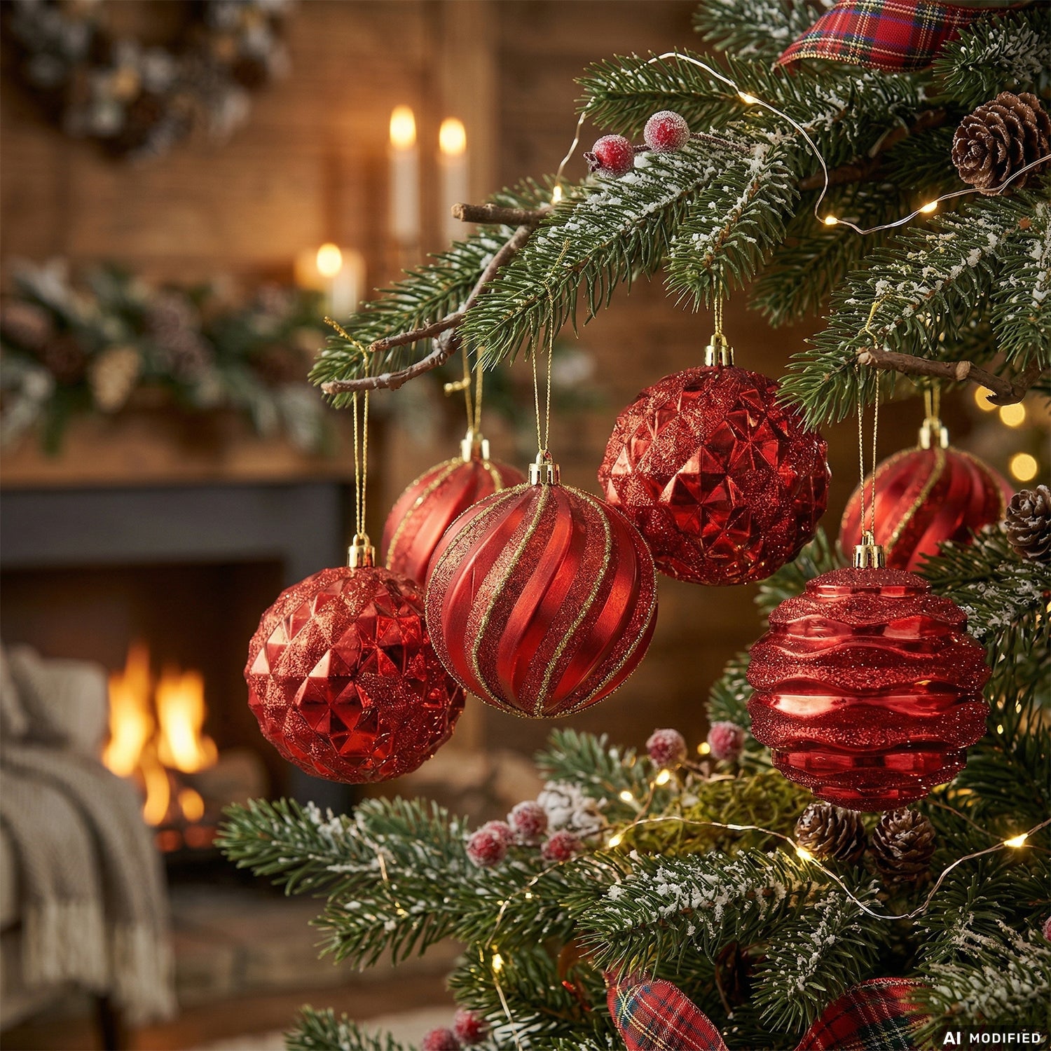 VESTIAMO CASA GRAN NATALE - Set 6 Palline di Natale Rosse Infrangibili diametro 8 cm