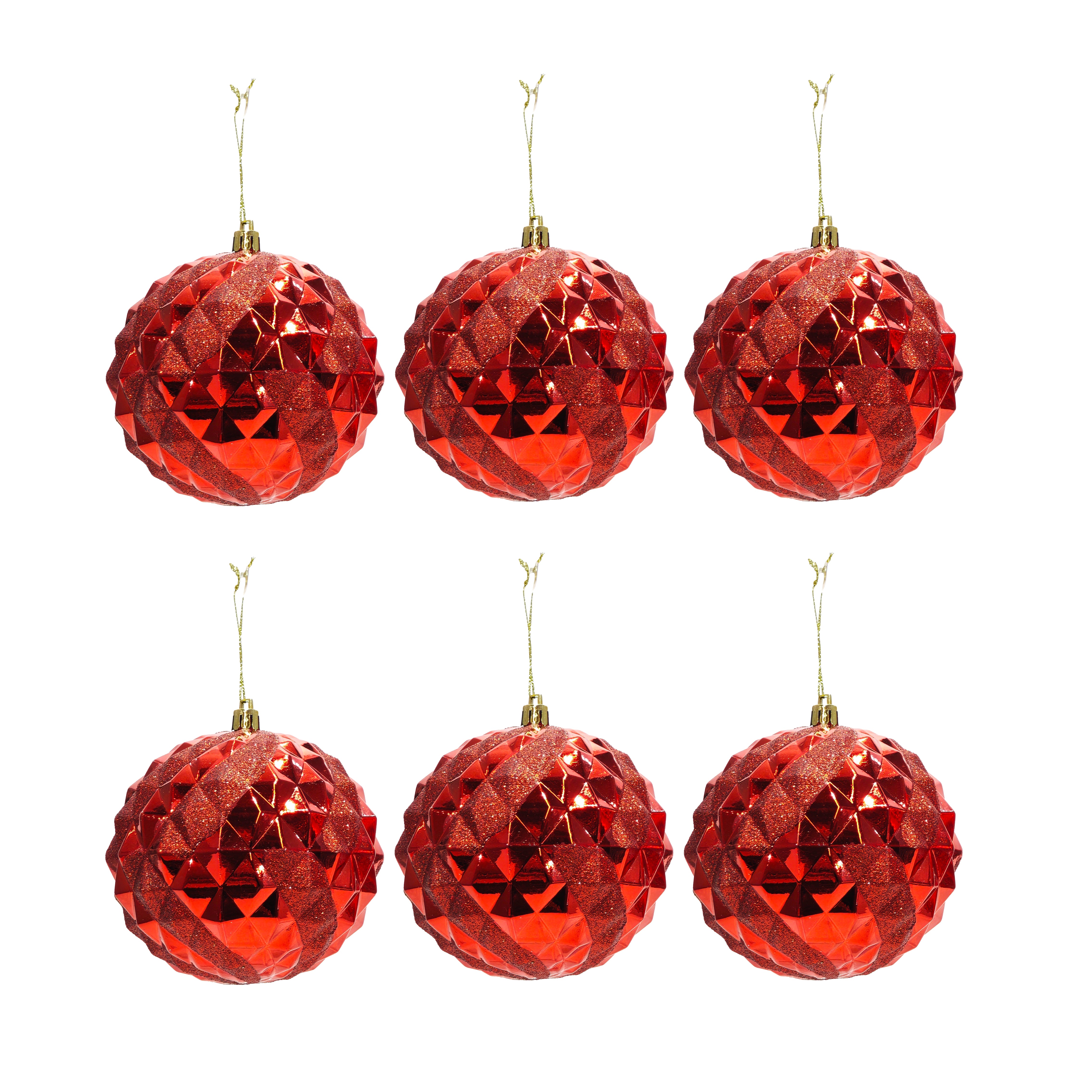 VESTIAMO CASA GRAN NATALE - Set 6 Palline di Natale Rosse Infrangibili diametro 8 cm