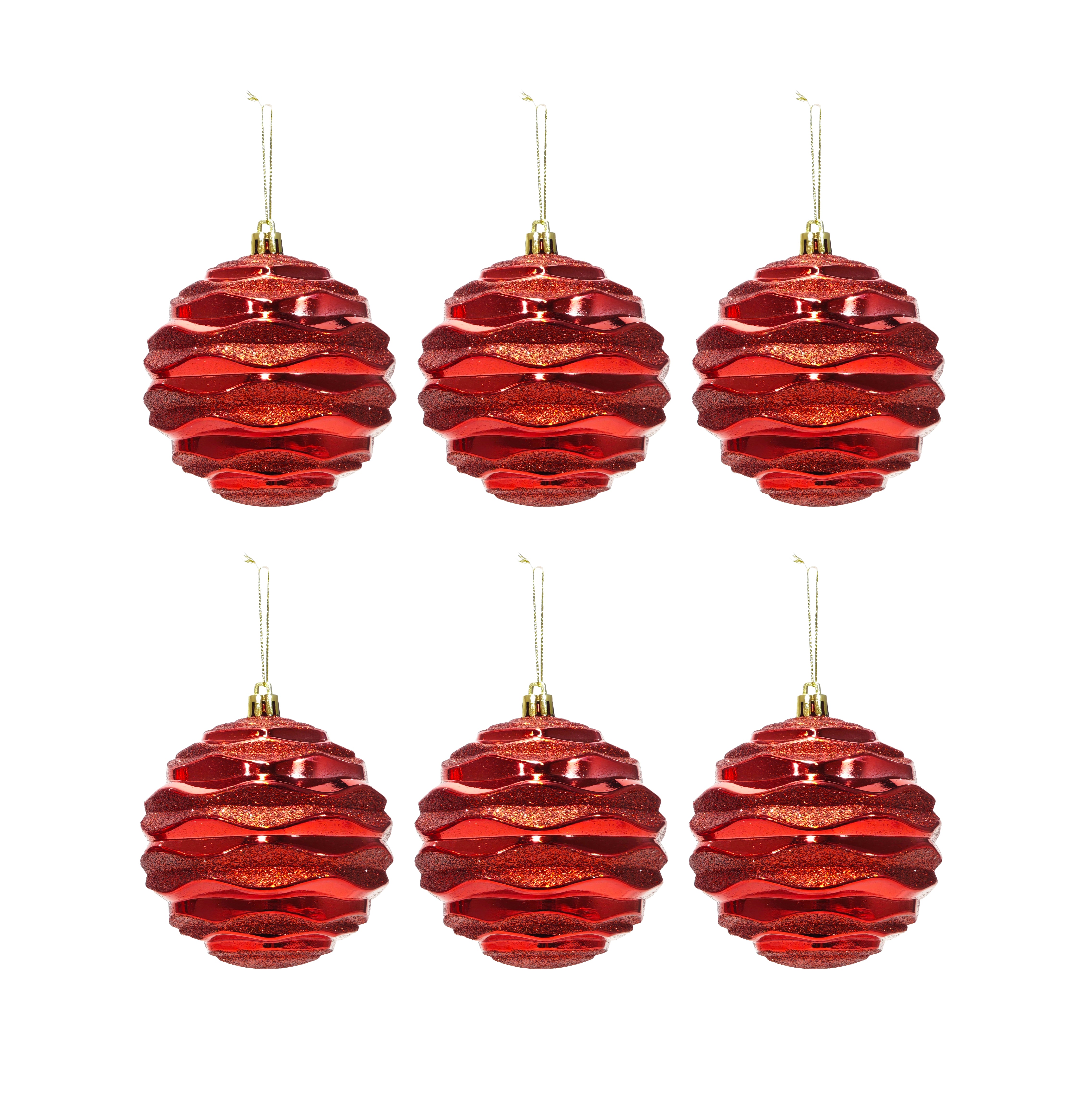 VESTIAMO CASA GRAN NATALE - Set 6 Palline di Natale Rosse Infrangibili diametro 8 cm