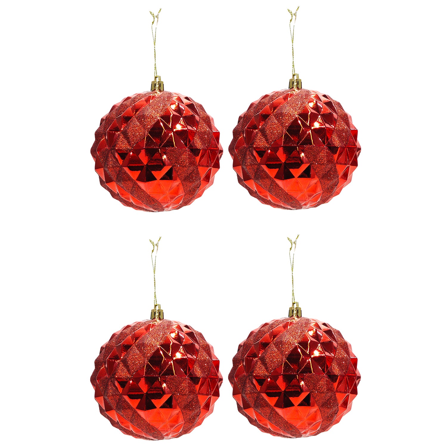 VESTIAMO CASA GRAN NATALE - Set 4 Palline di Natale Rosse Infrangibili diametro 10 cm
